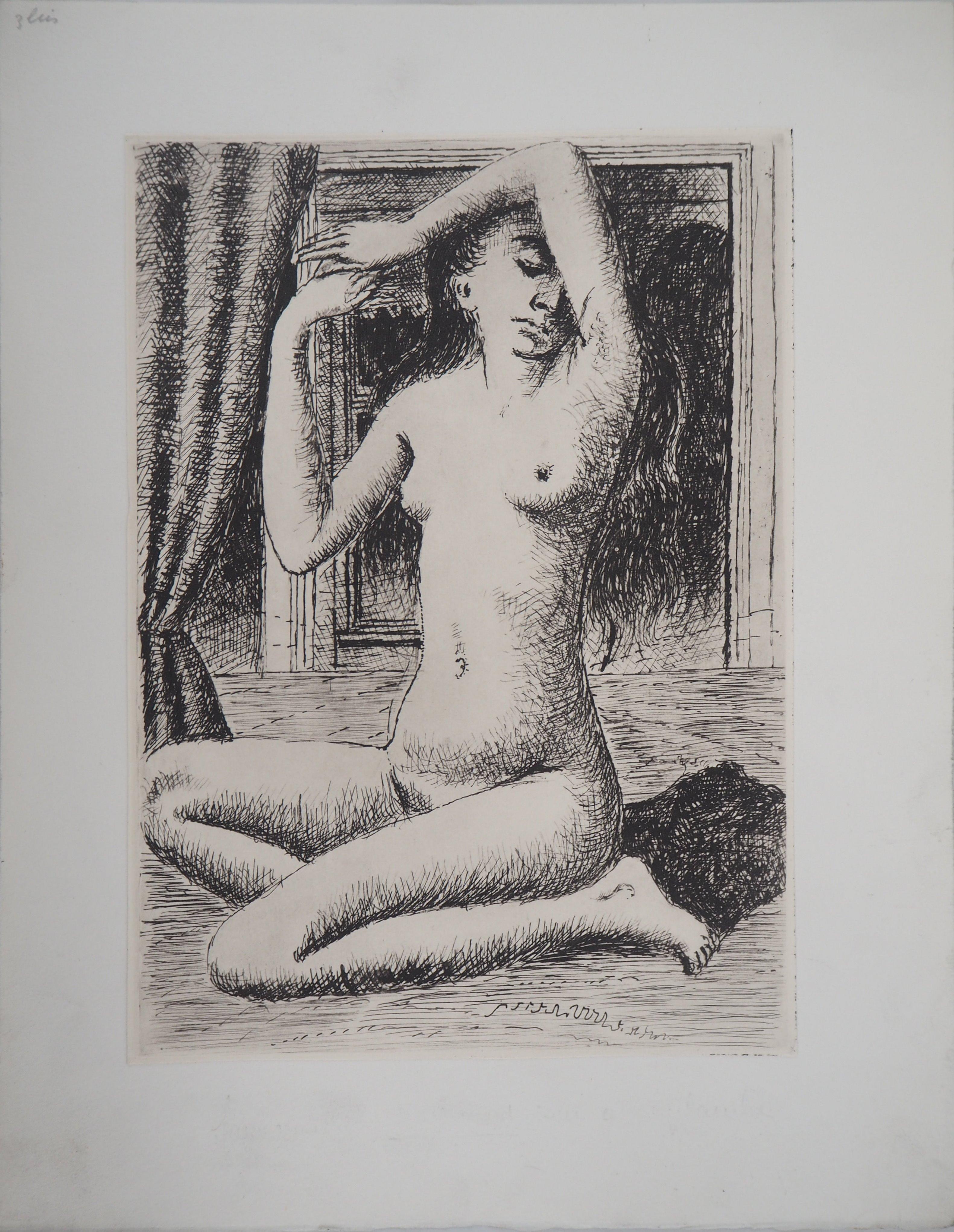 Delight - Etching - 1970 - Print by Paul Delvaux