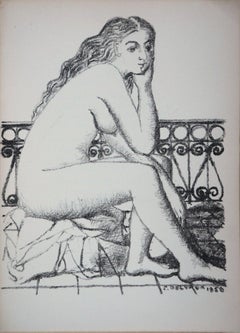 Vintage Dreaming Nude - Original lithograph