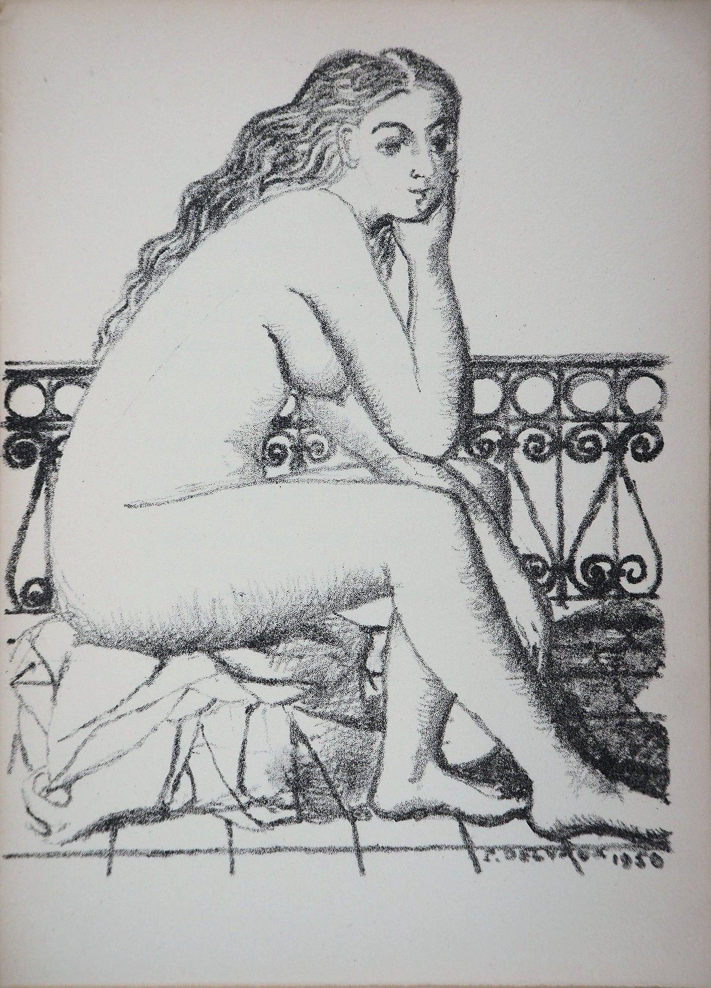 Dreaming Nude - Original lithograph (Mourlot)
