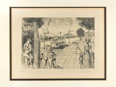 Entracte - Gravure de Paul Delvaux - 1975