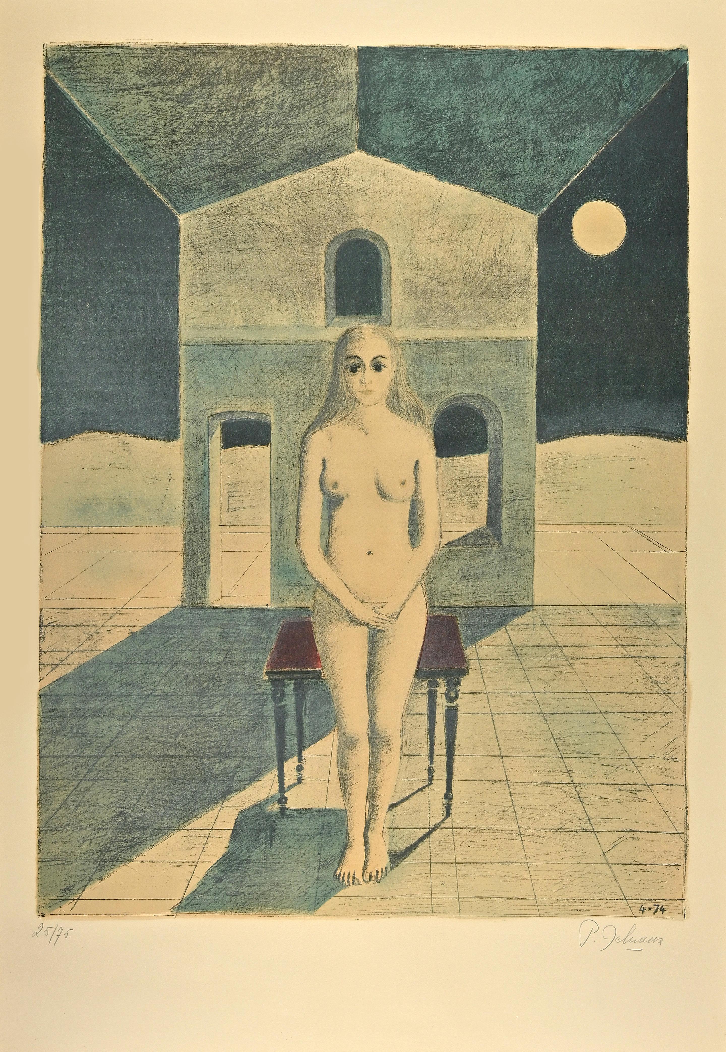 La Voyante – Lithographie von Paul Delvaux – 1974 im Angebot 1