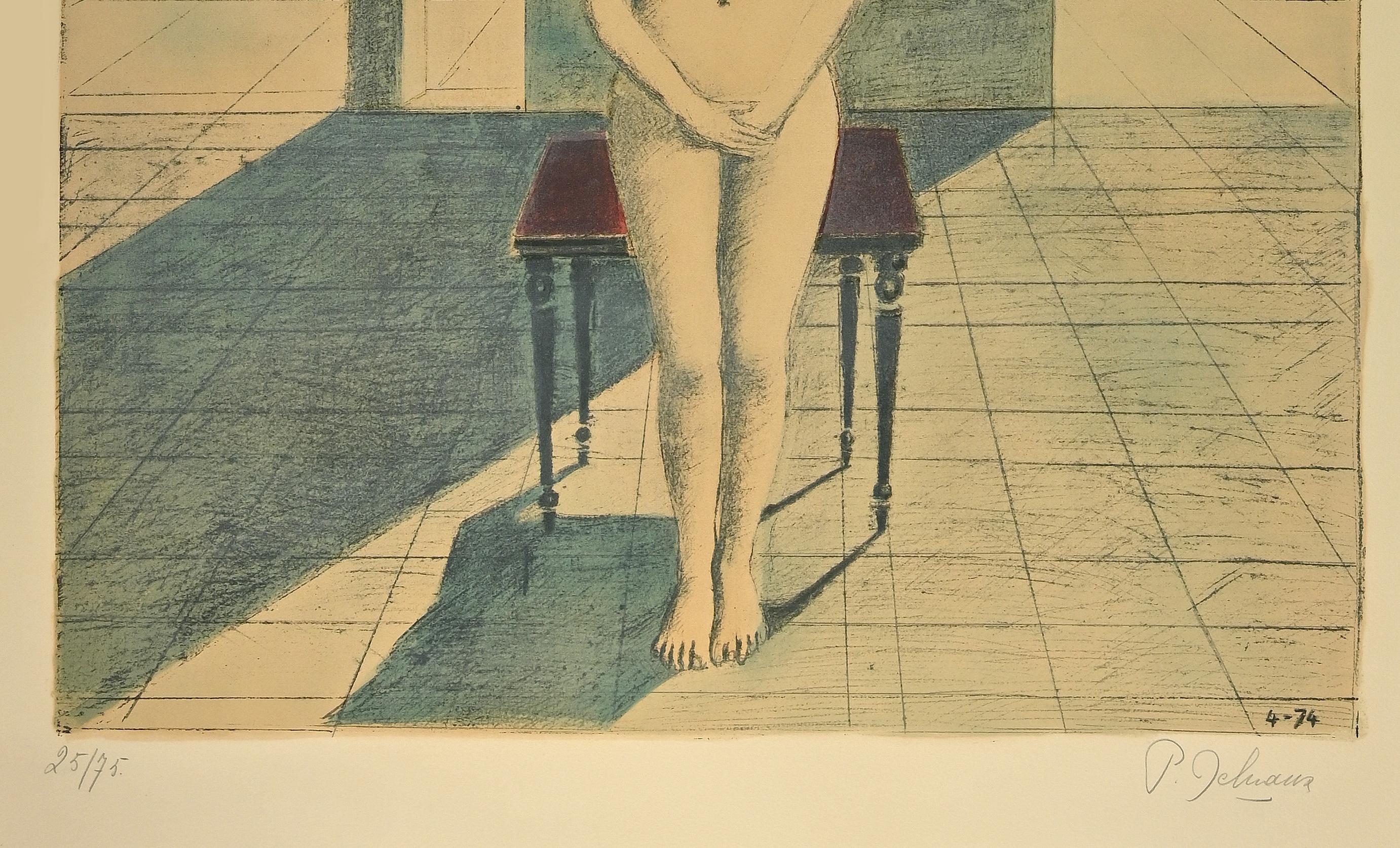 La Voyante - Litografía de Paul Delvaux - 1974 en venta 4