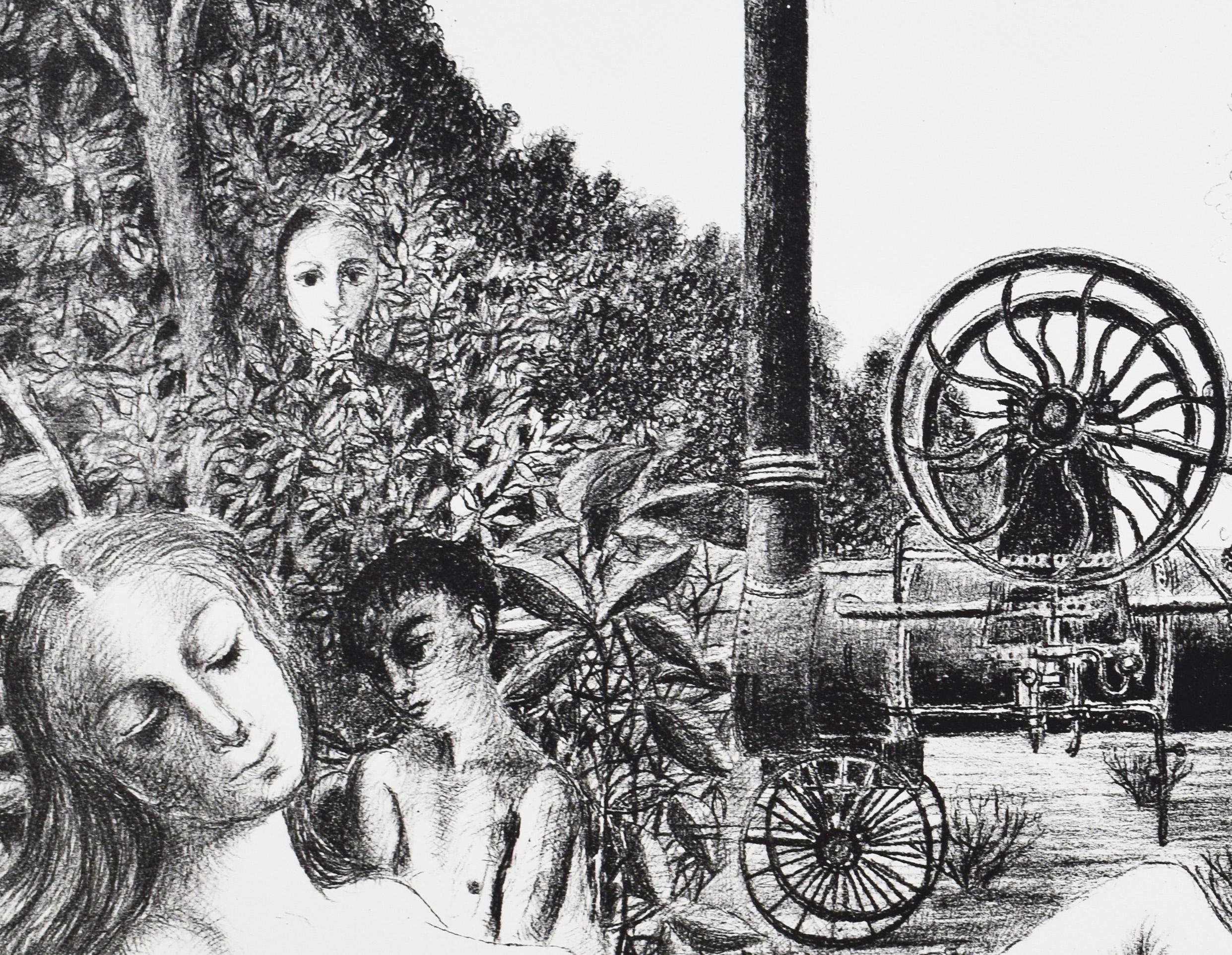 Locomobile - Nudi industriali belgi del surrealismo - Nude Print Grigio di Paul Delvaux