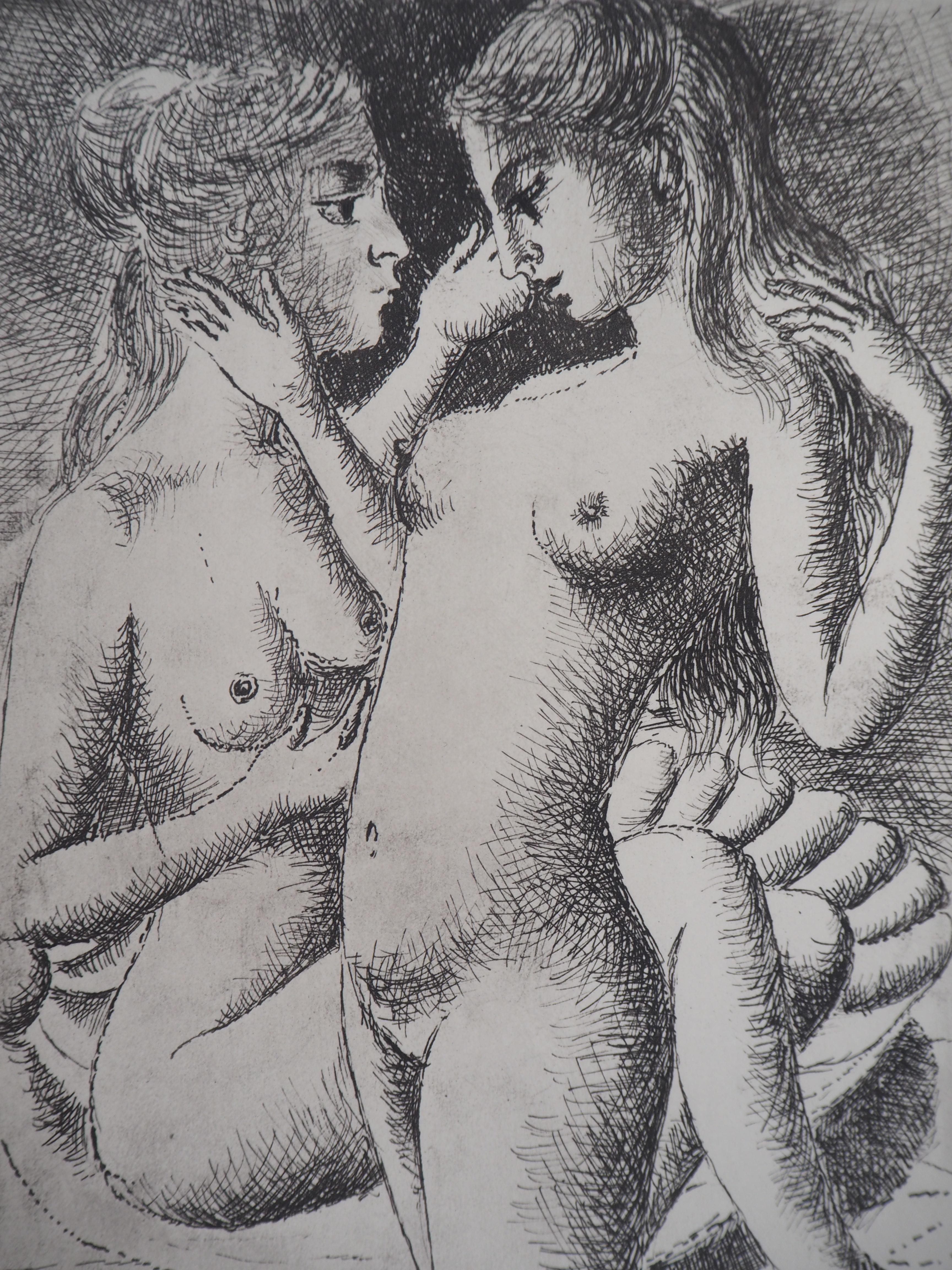 Muses - Etching - 1970 - Gray Nude Print by Paul Delvaux