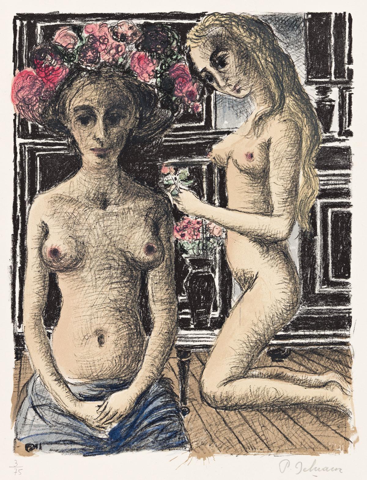 Paul Delvaux Figurative Print - Phryné