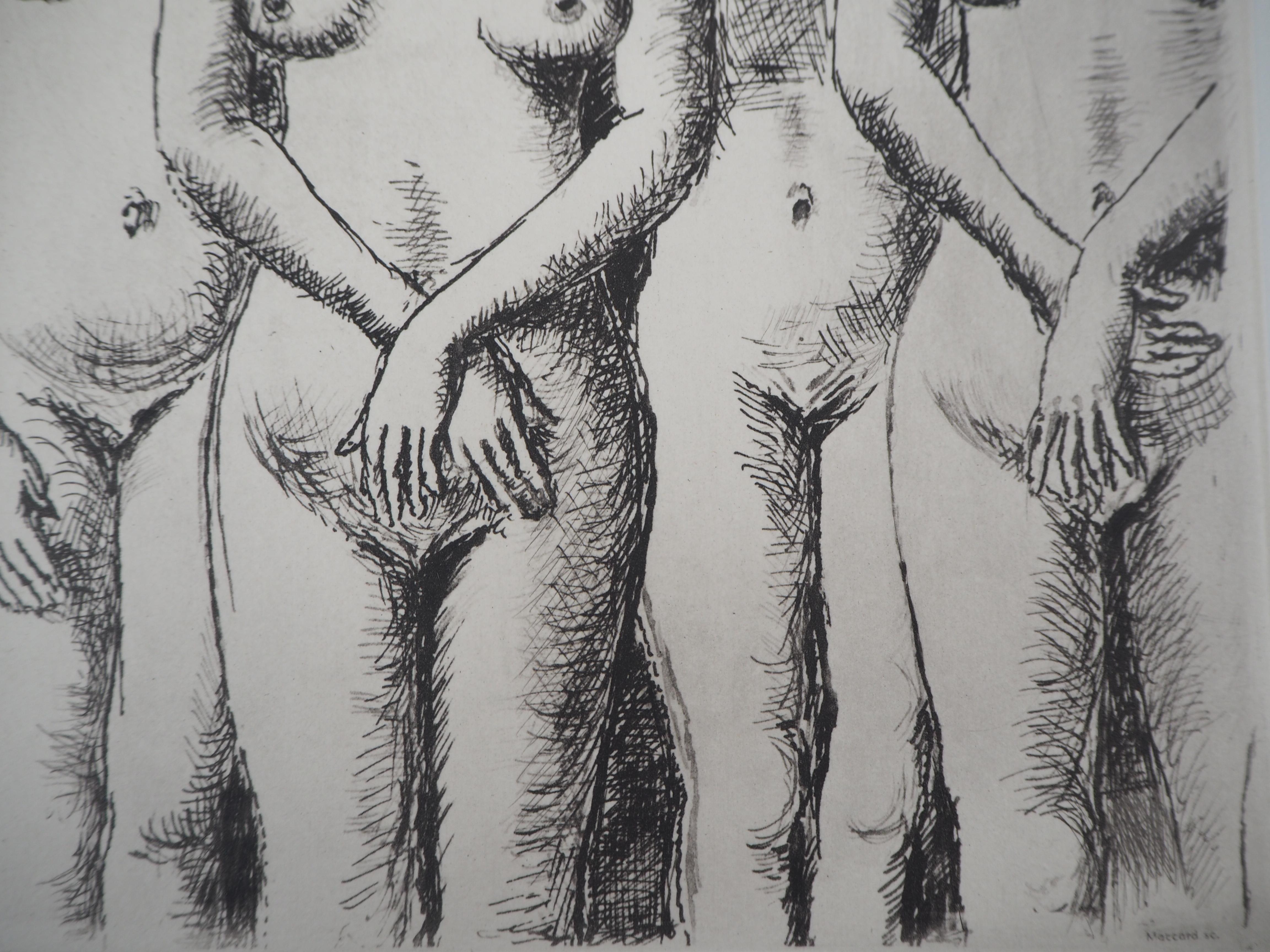 Sensuous Dream - Etching - 1970 - Gray Nude Print by Paul Delvaux