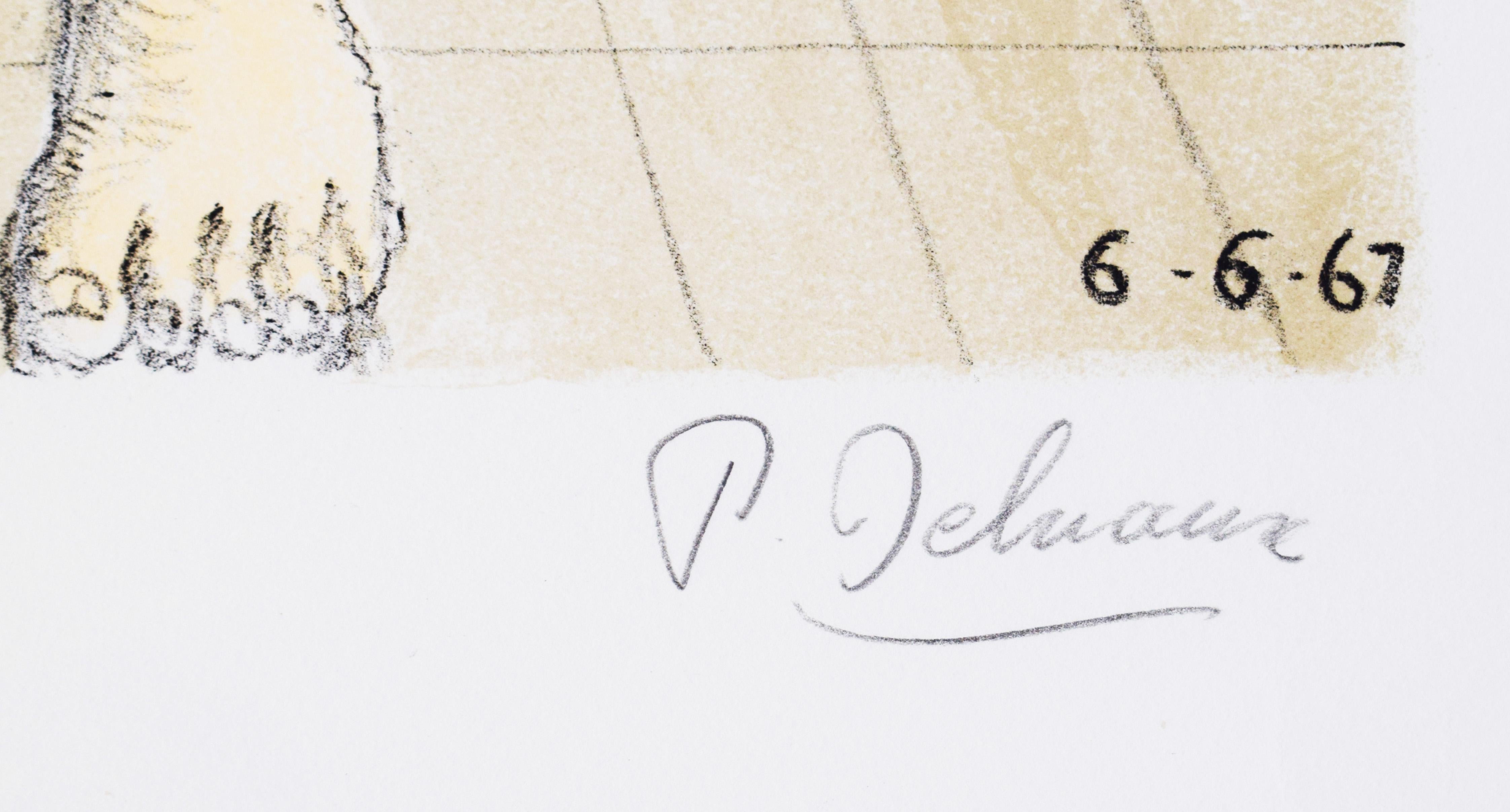 Robe du dimanche - Surréalisme Nu belge - Beige Nude Print par Paul Delvaux