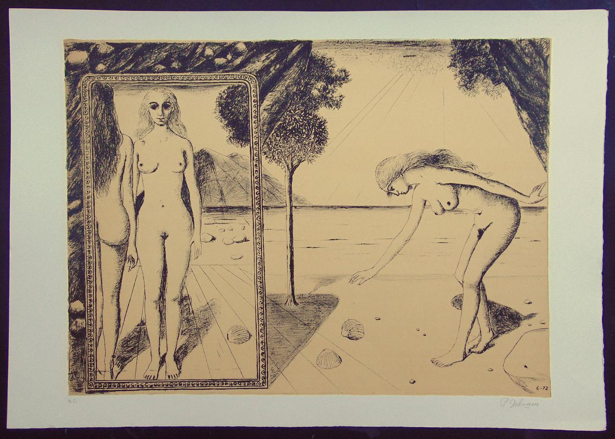 La plage - Surréalisme belge - Print de Paul Delvaux