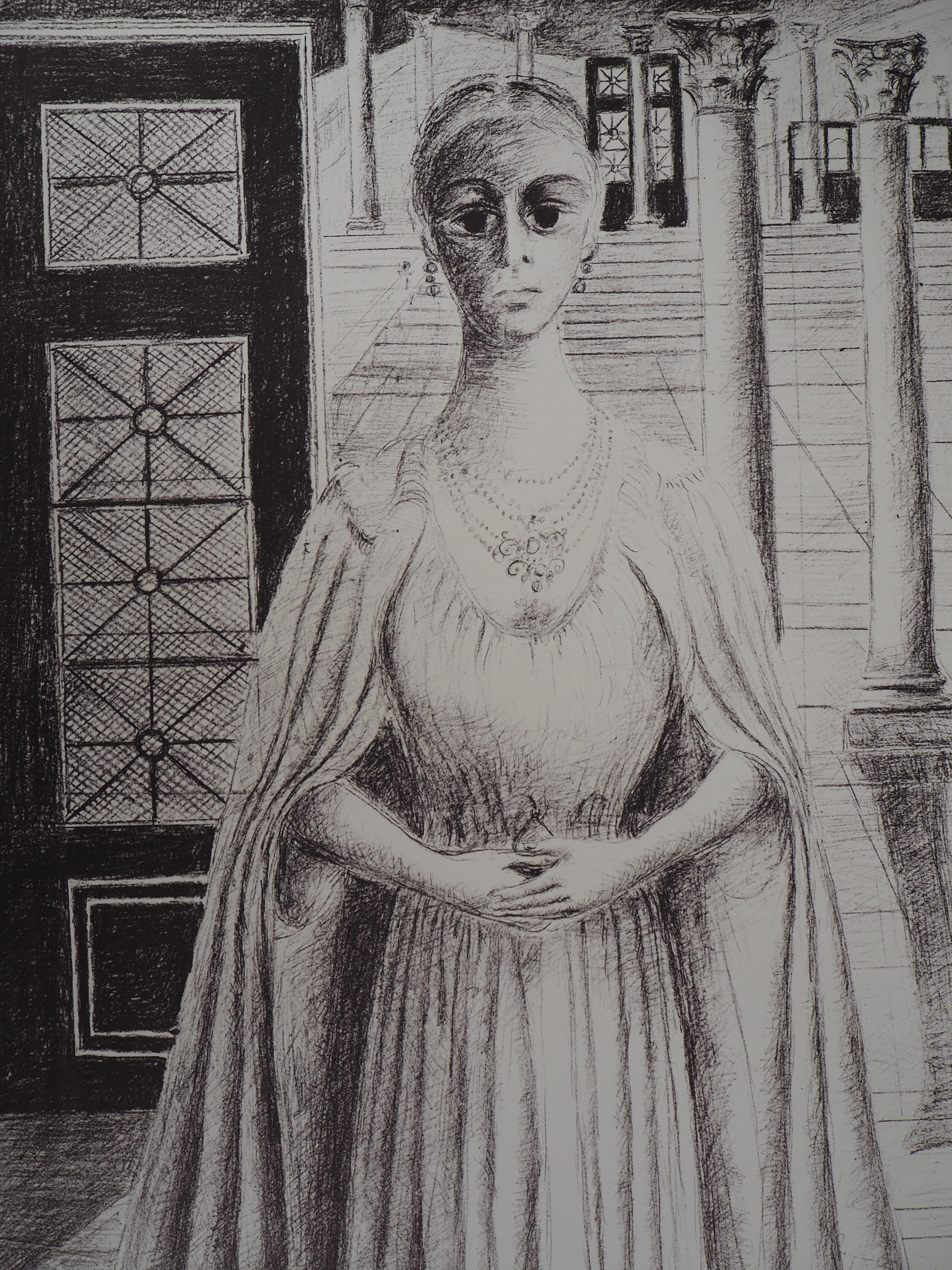 The Empress - Original signed lithograph - 1974 - Modern Print by Paul Delvaux