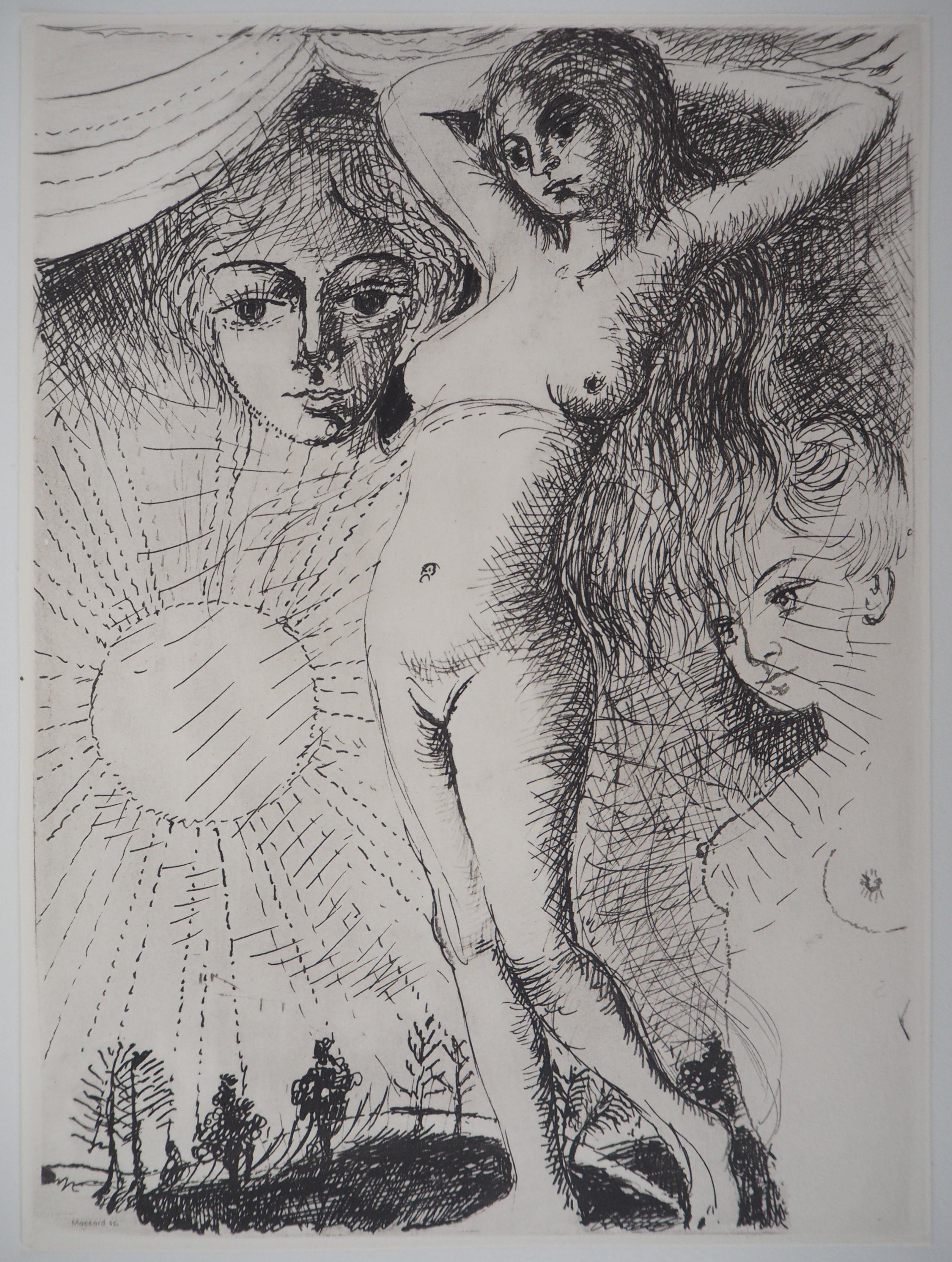 Paul Delvaux Nude Print - Tribute to Women - Etching - 1970