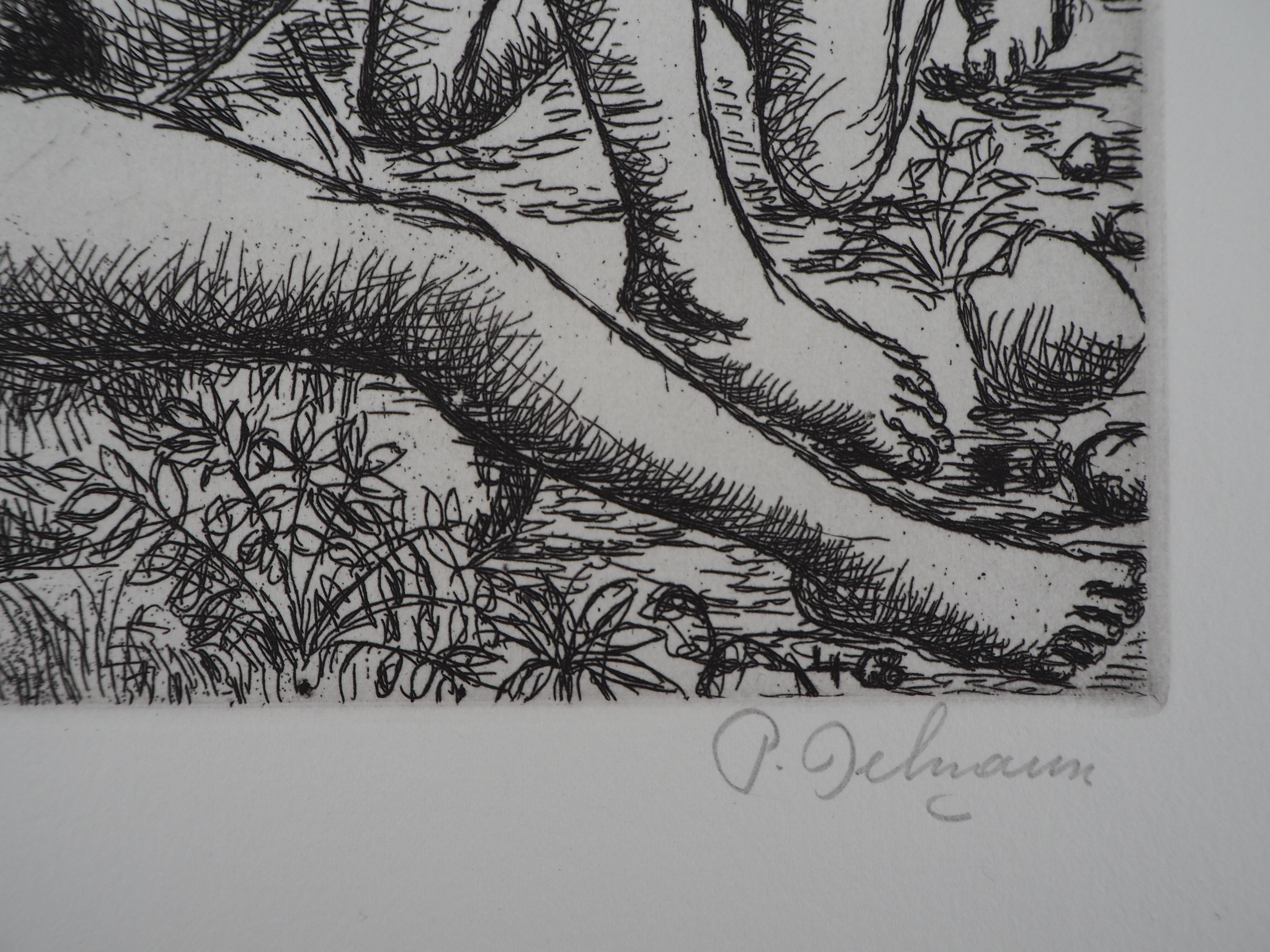 Two Nudes in a Garden - Original signed etching - 1971 1