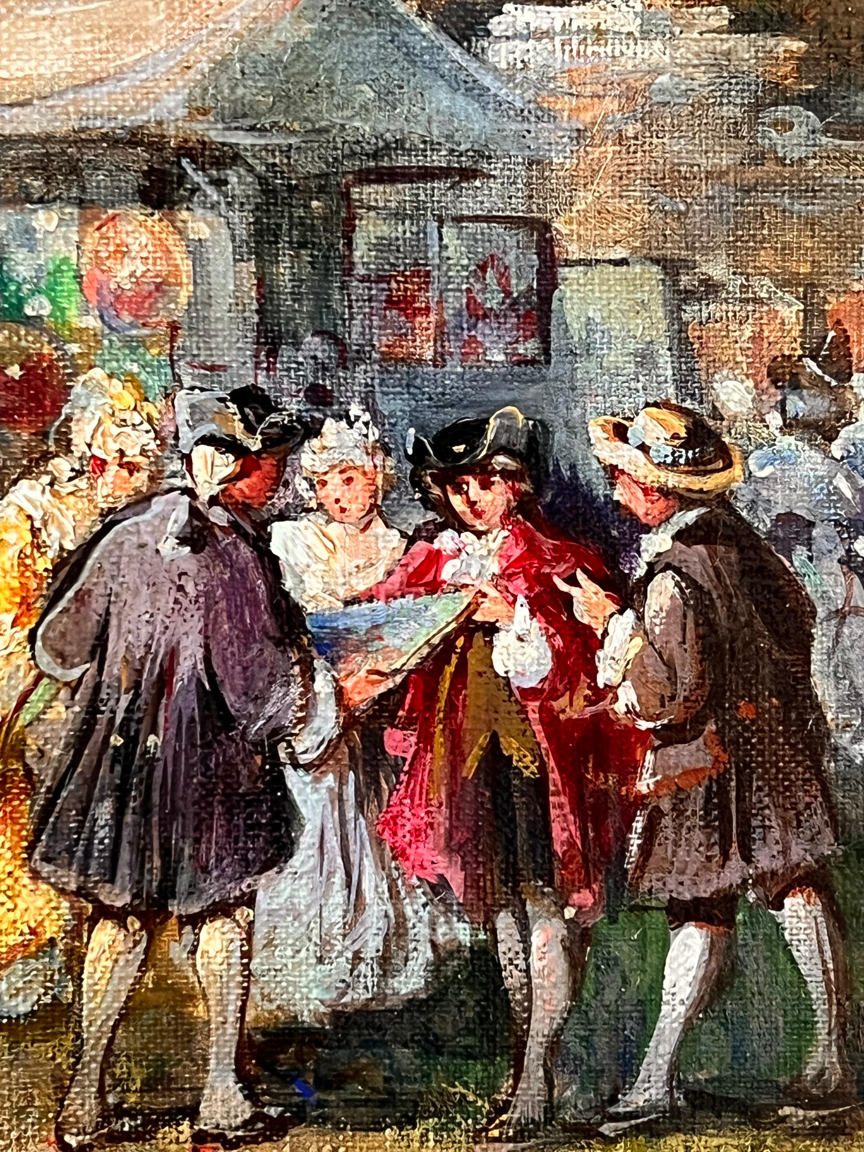 Tableau romantique français du XIXe siècle - La foire d'art dans un paysage de parc 1
