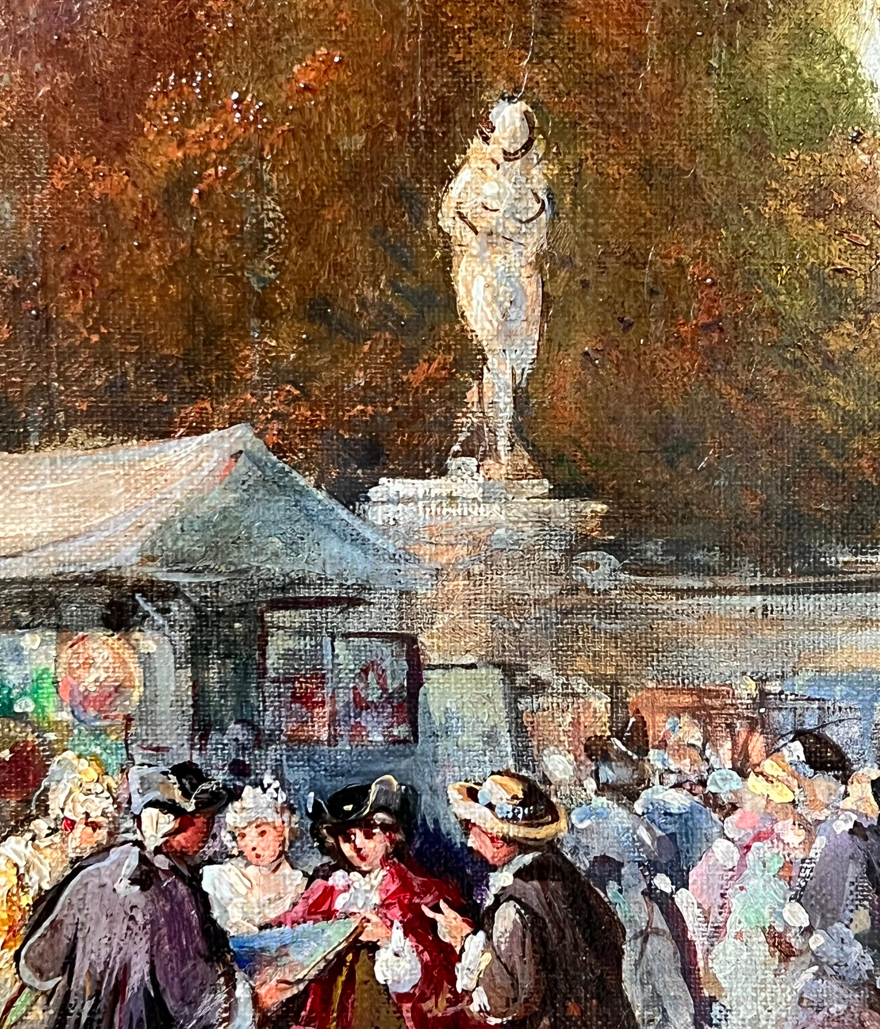 19th century French romantic painting - The art fair in a park landscape 3