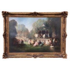 Antique Paul Denarié, Painting Oil on Canvas "La Fête Chez Thérèse by Victor Hugo"