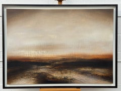 Abstract Oil Painting - Moody Brown Moorland fading to a Misty Horizon of Light