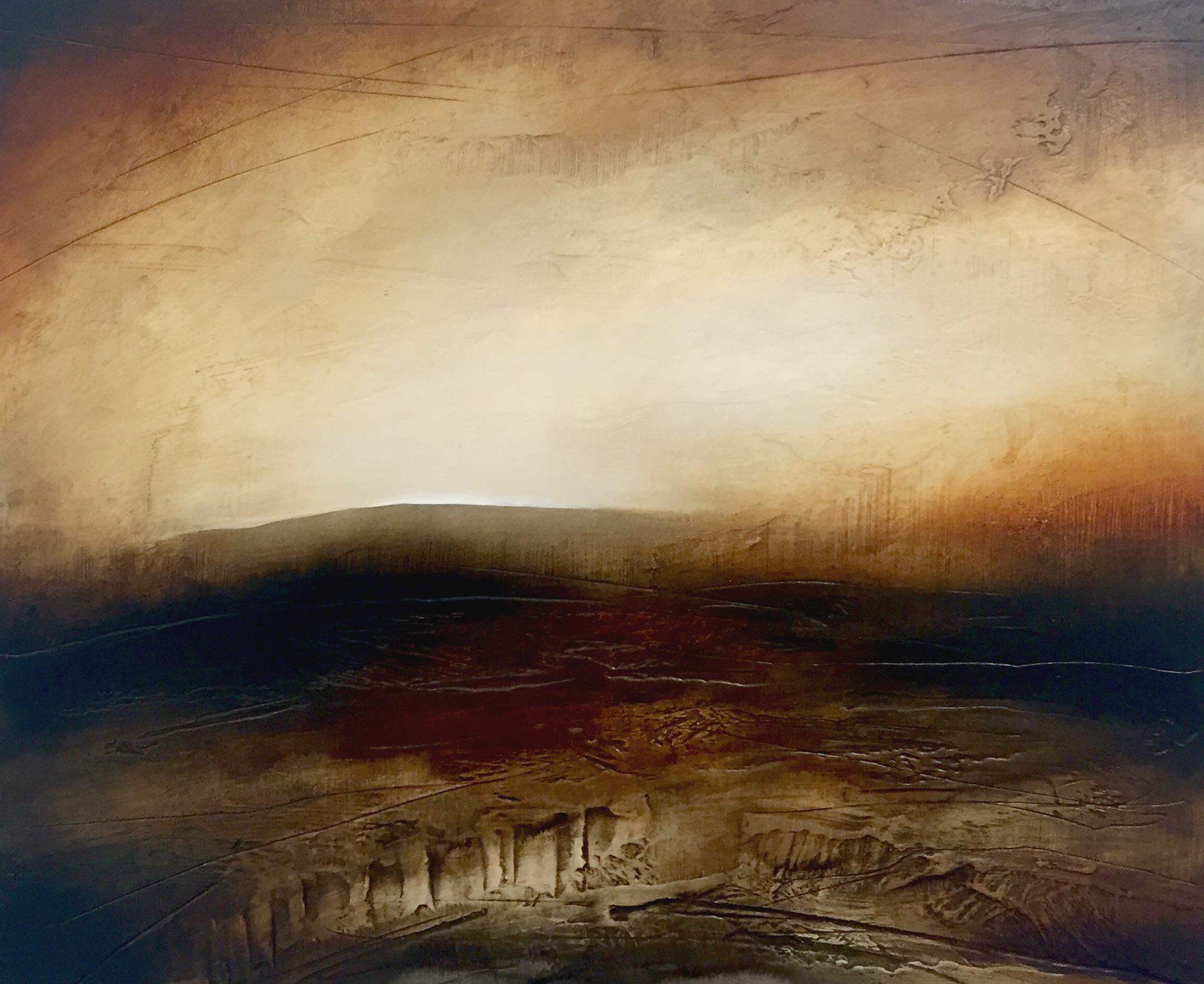 Atmospheric Abstract Landscape Painting of British Moorland with Earthy Tones