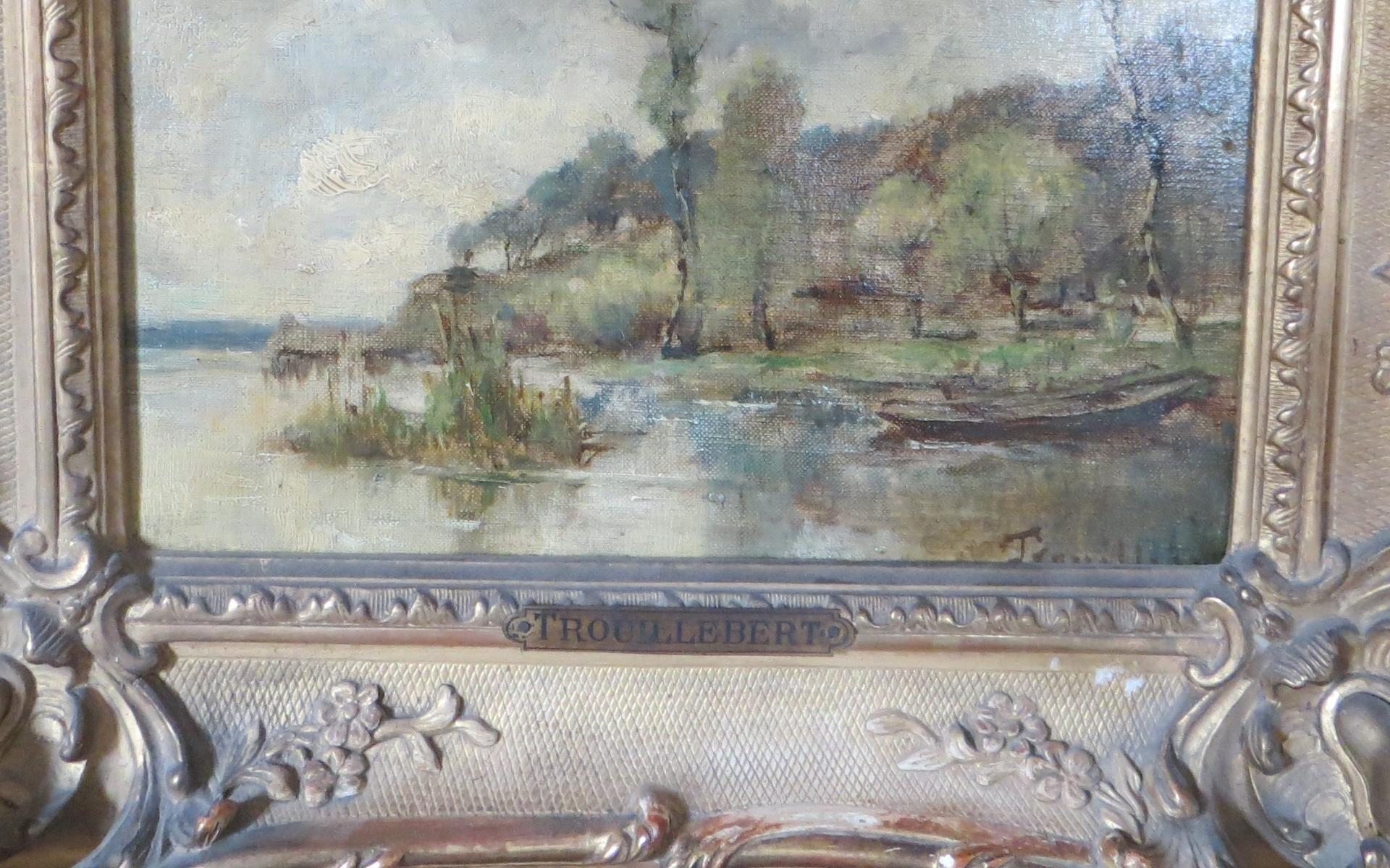 French Landscape With A Boat On A Lake - oil on canvas -by Trouillebert Paul For Sale 6