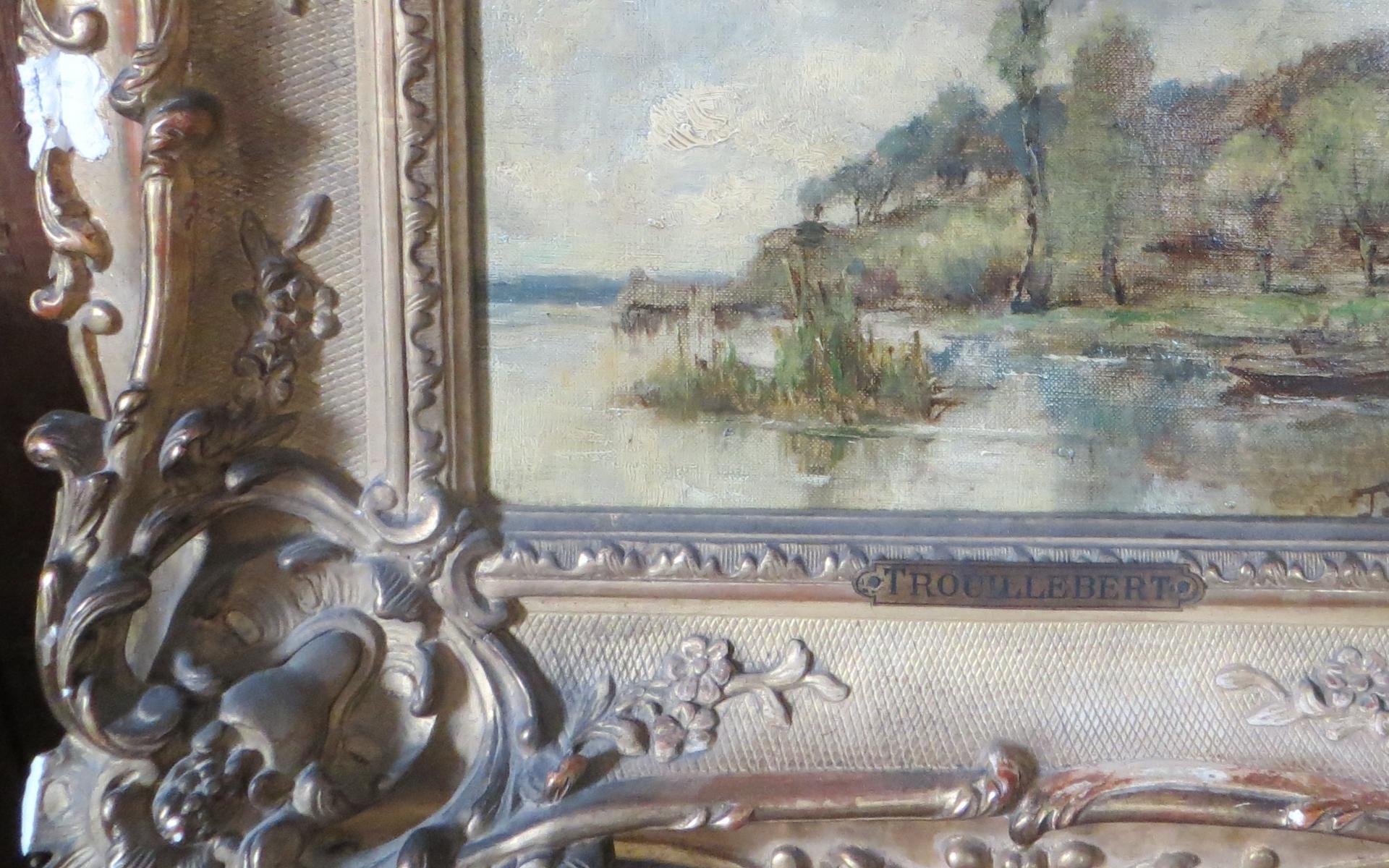 French Landscape With A Boat On A Lake - oil on canvas -by Trouillebert Paul For Sale 2