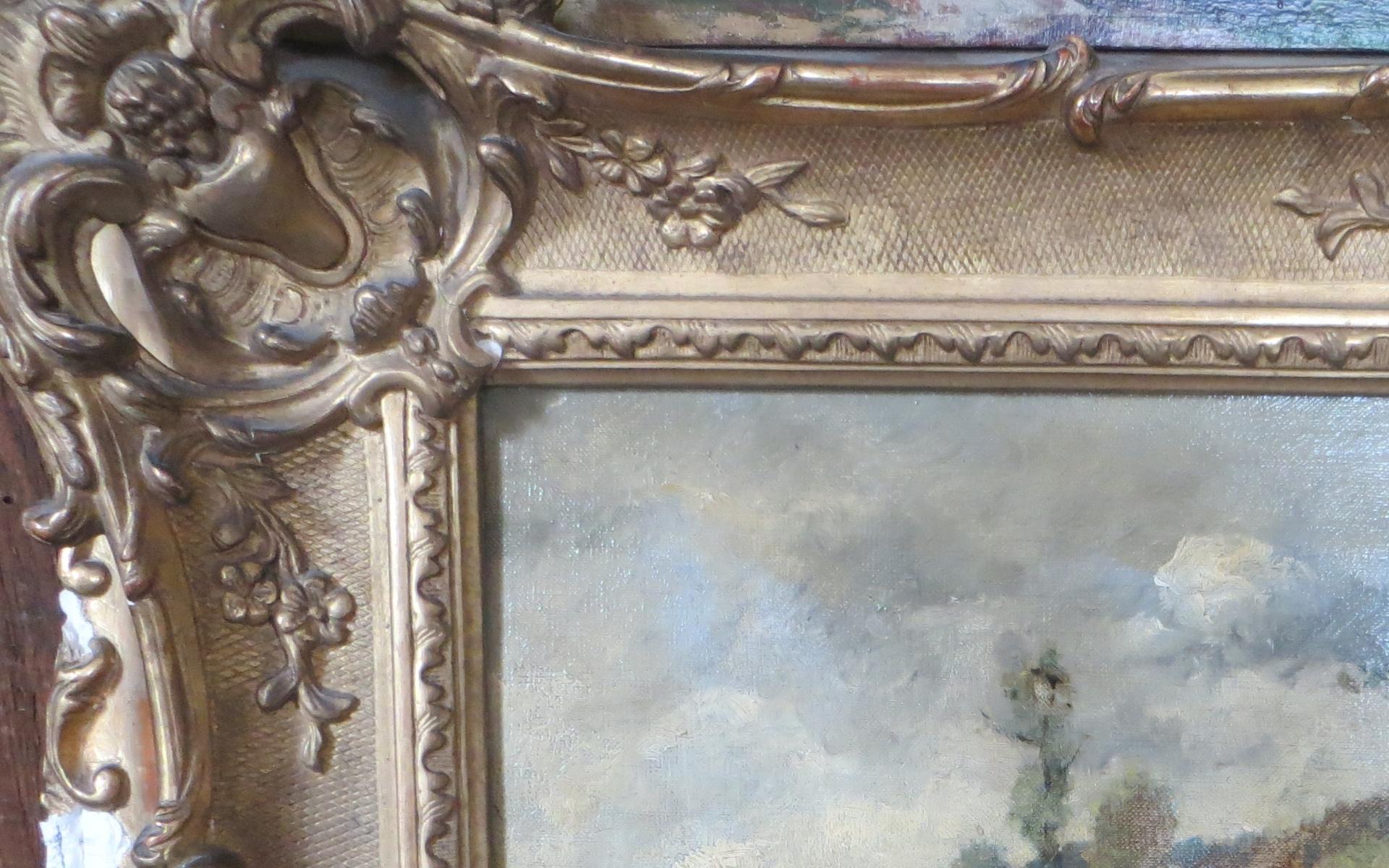 French Landscape With A Boat On A Lake - oil on canvas -by Trouillebert Paul For Sale 3