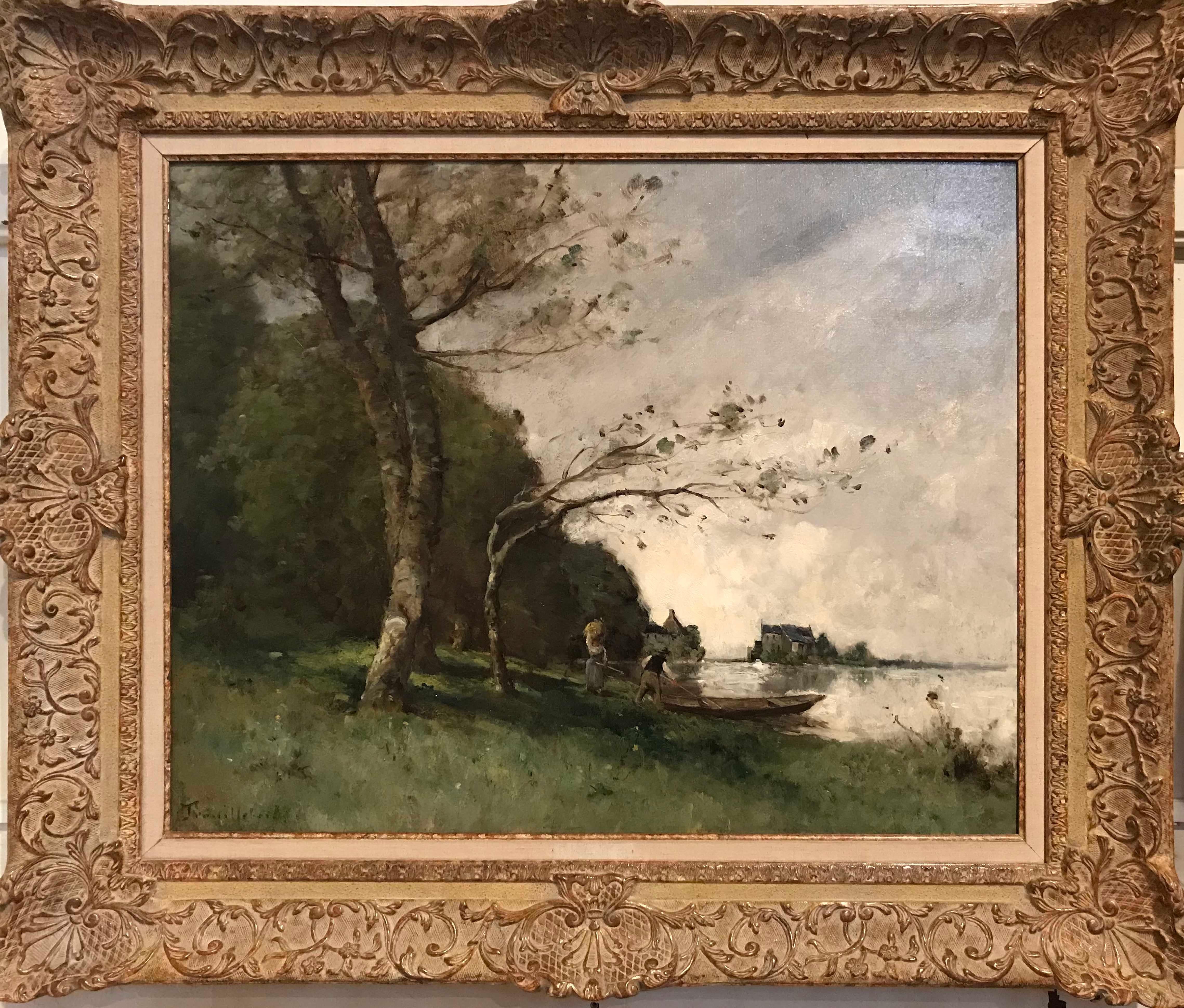 Moulin sur la vienne, huile sur toile, signée en bas à gauche - Painting de Paul Desire Trouillebert