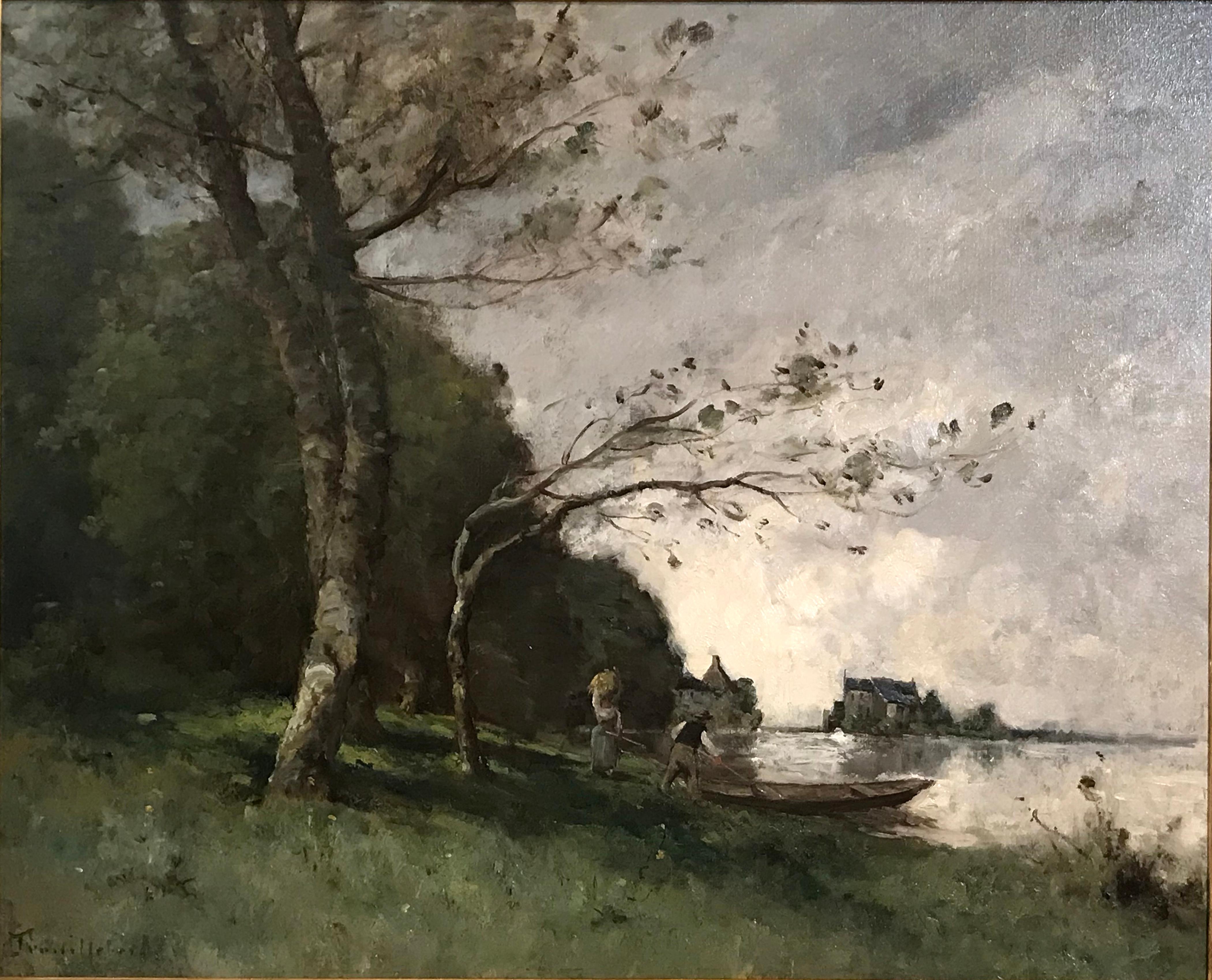Paul Desire Trouillebert Landscape Painting - Moulin sur la vienne , oil on canvas , signed lower left