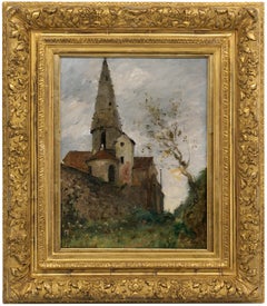 Paul-Desire TROUILLEBERT , Sartrouville Church, Oil on canvas, 19e C.