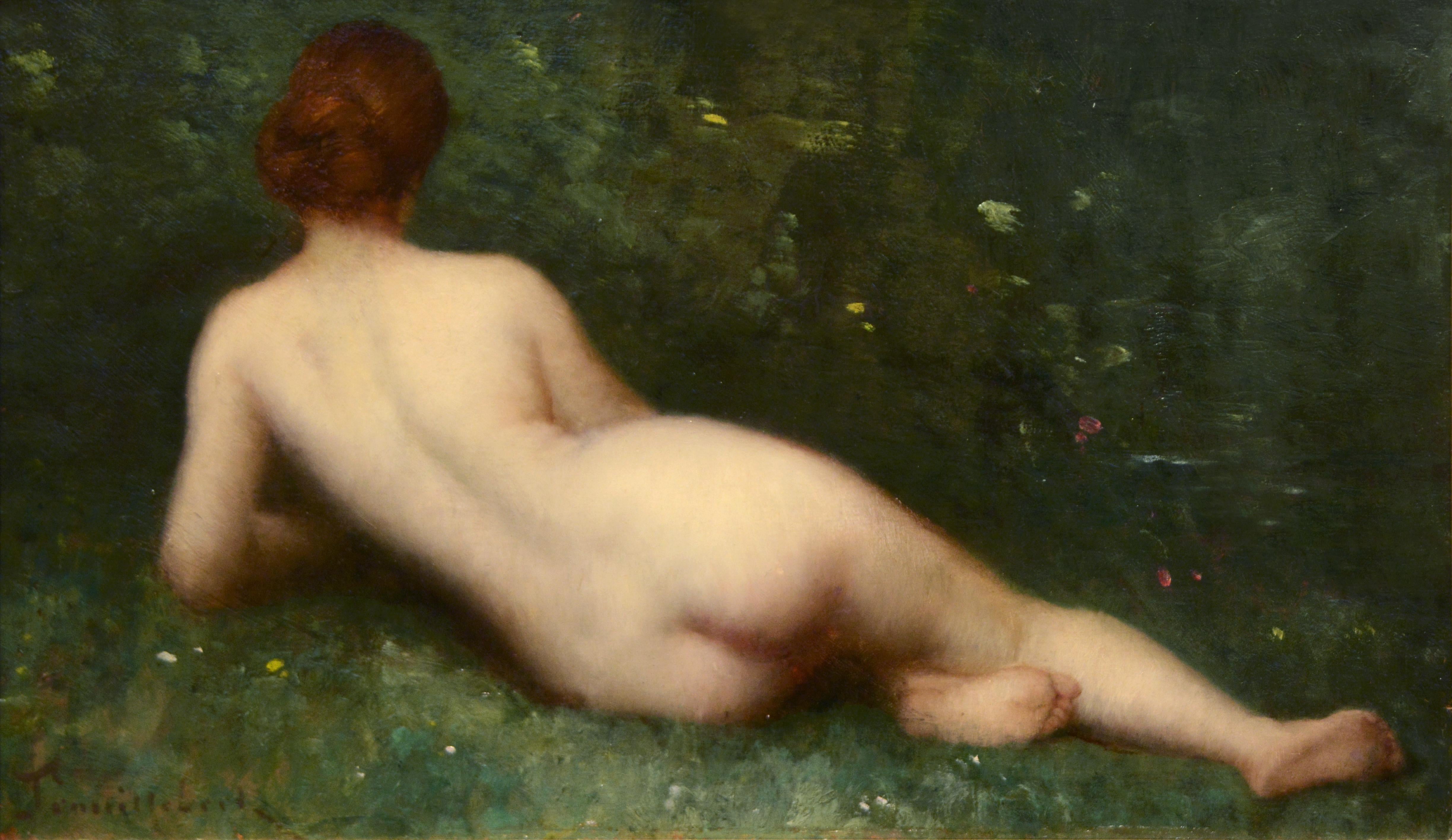 Paul Desire Trouillebert Figurative Painting - 19th Century painting of a Reclining Nude Woman