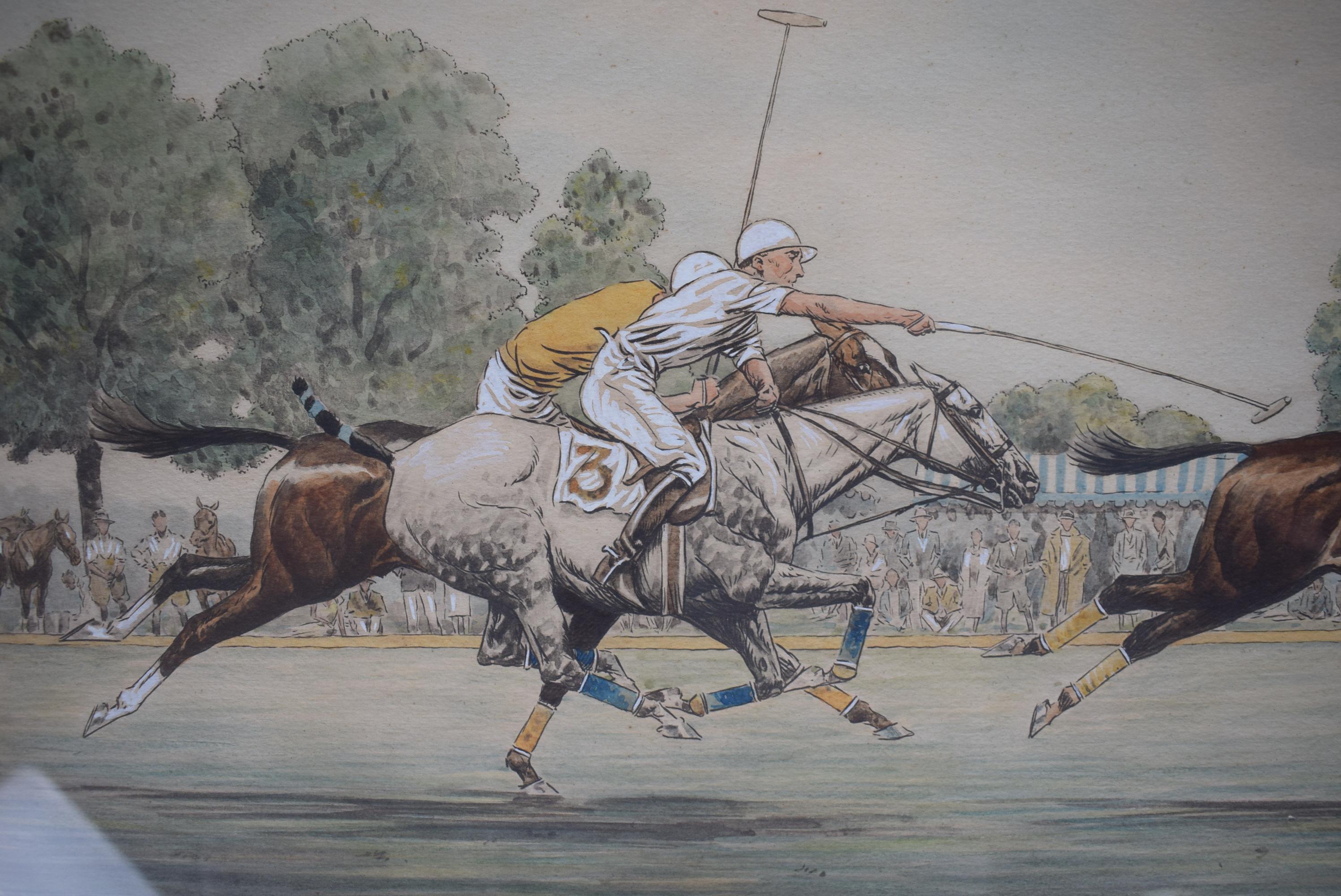 American Polo Scenes Down The Field 1930 Paul Brown For Sale 4