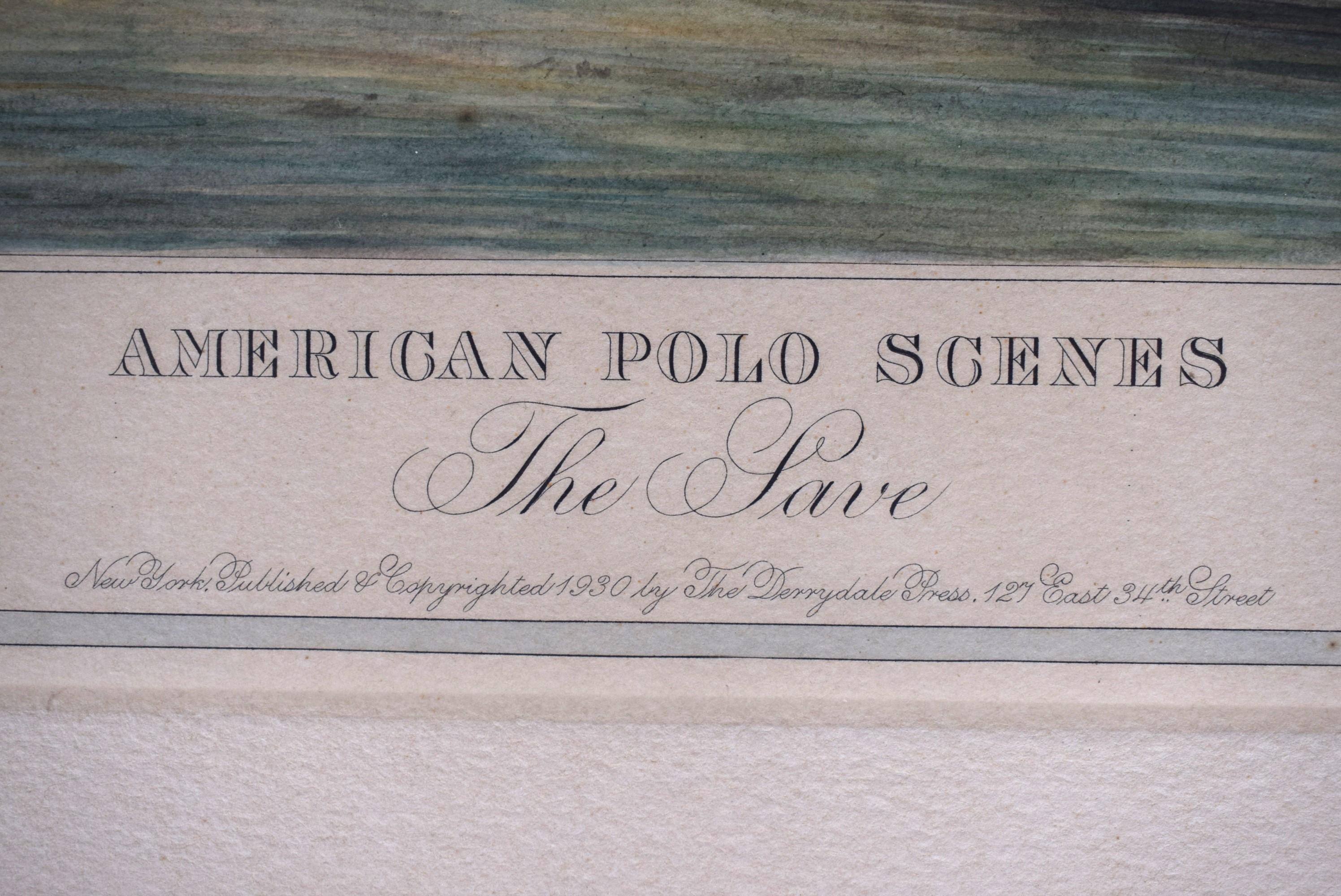 American Polo Scenes The Save 1930 Paul Brown For Sale 1
