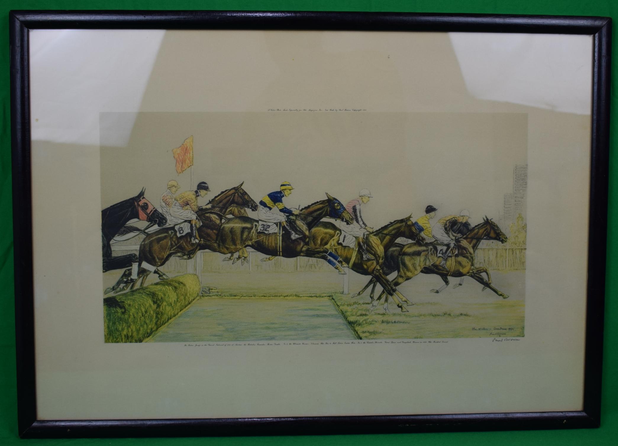 Paul Desmond Brown Animal Print - The Water Jump In The Grand National Of 1931 At Aintree By Paul Brown