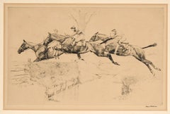 Three Steeplechasers - Drypoint Etching on Paper