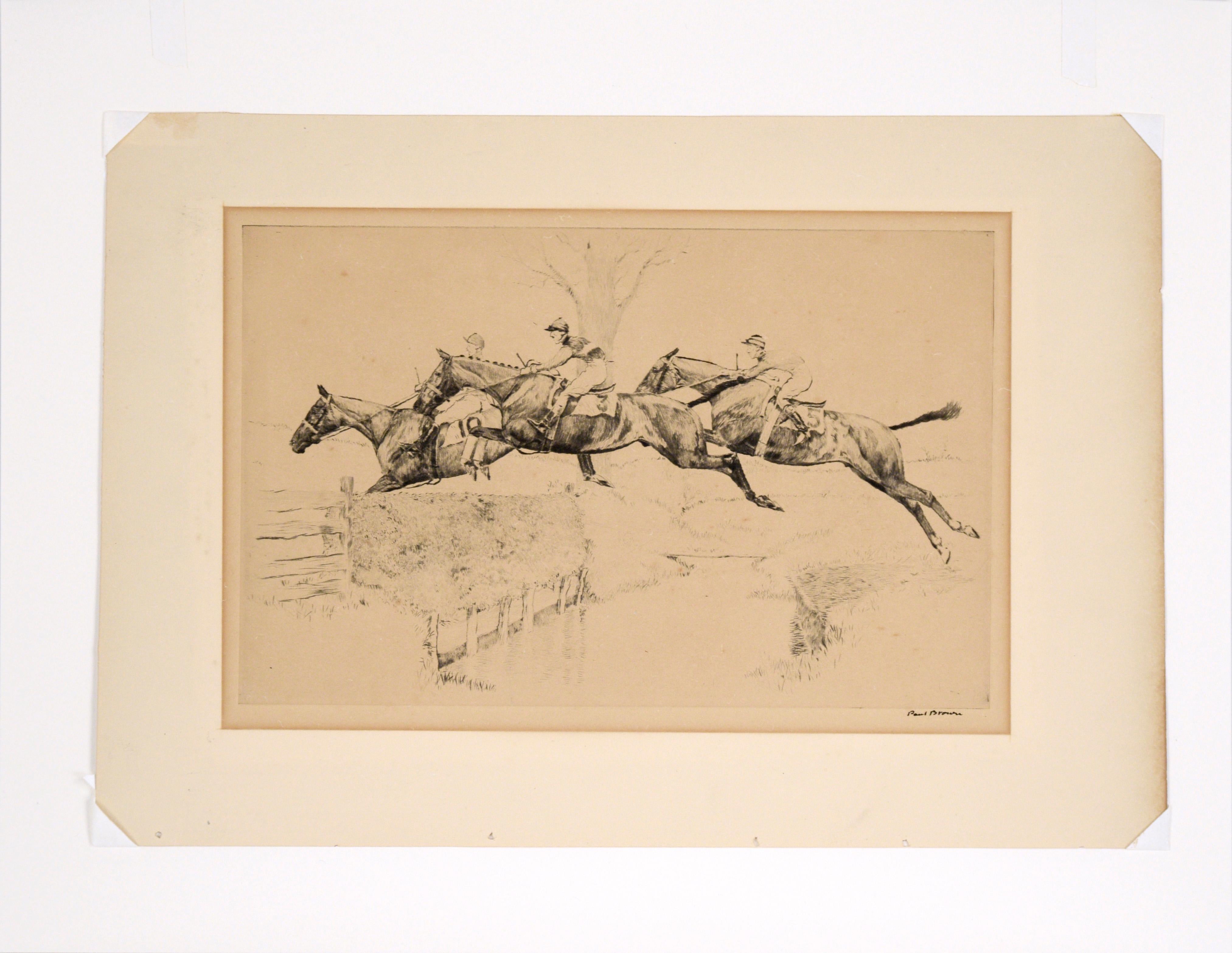 Three Steeplechasers - Drypoint Etching on Paper 2