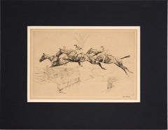 Three Steeplechasers - Drypoint Etching on Paper