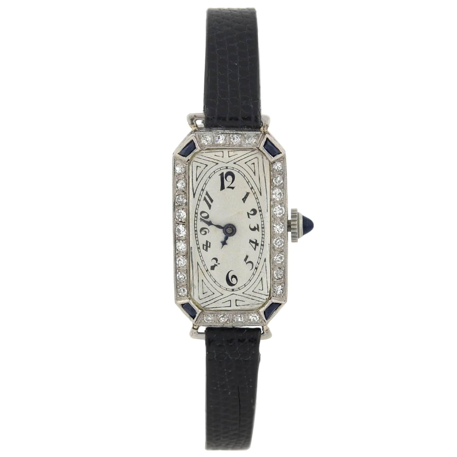 Paul Ditisheim Art Deco Diamond Sapphire Watch