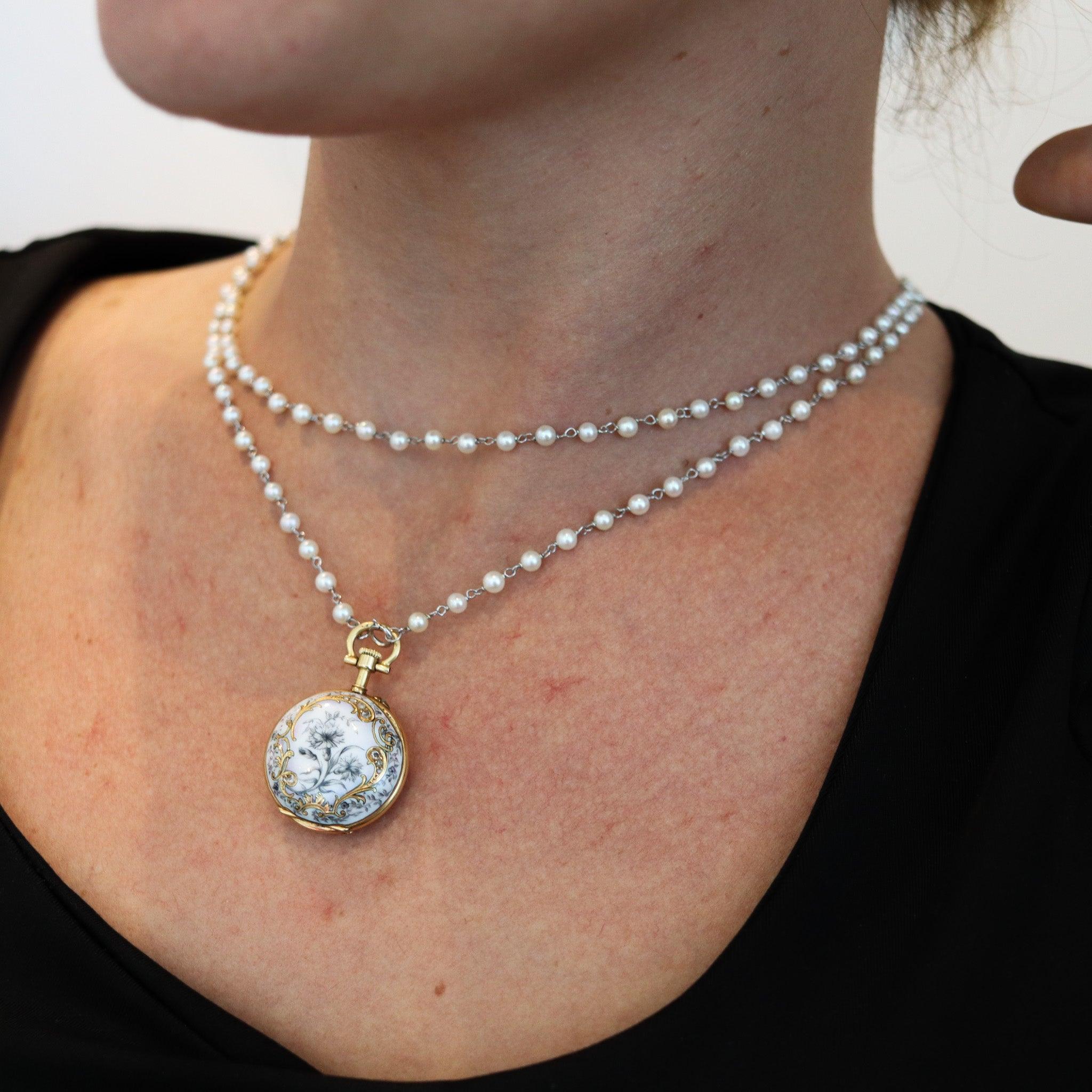 Swiss pocket watch pendant made by Paul Dittsheim.

This is a beautiful open face pocket watch, created in Switzerland during the Edwardian and the art nouveau periods, back in the 1905. The pocket watch design is fabulous and was crafted by Paul