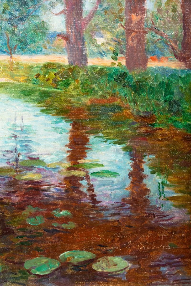 Paul-Édouard Crébassa (1864-1912) - Fluss mit Wasserlilien im Angebot 1