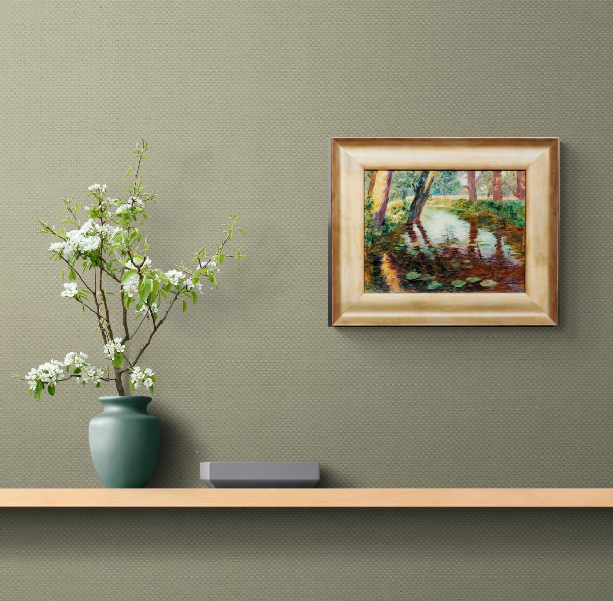 Paul-Édouard Crébassa (1864-1912) - Fluss mit Wasserlilien im Angebot 3