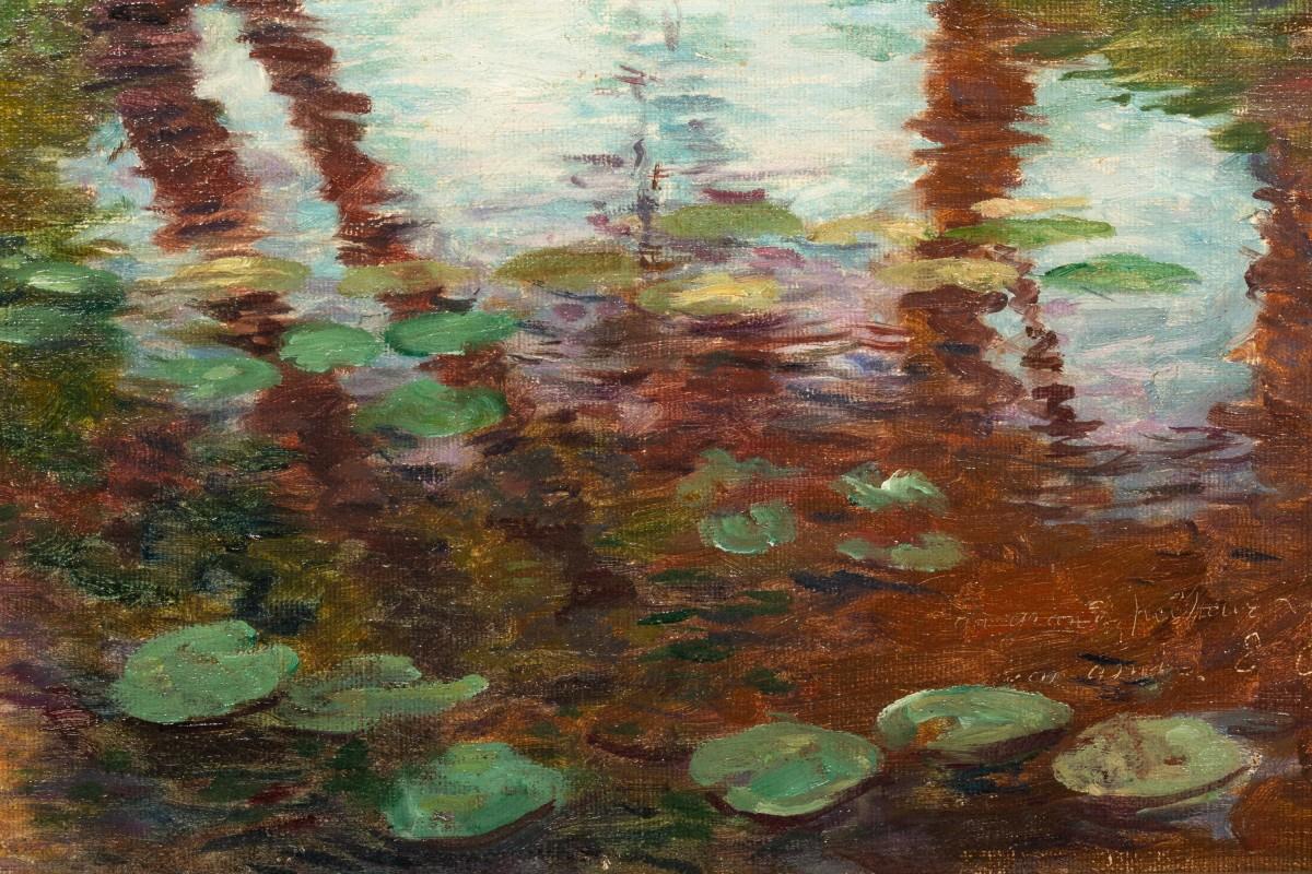 Paul-Édouard Crébassa (1864-1912) - Fluss mit Wasserlilien im Angebot 5