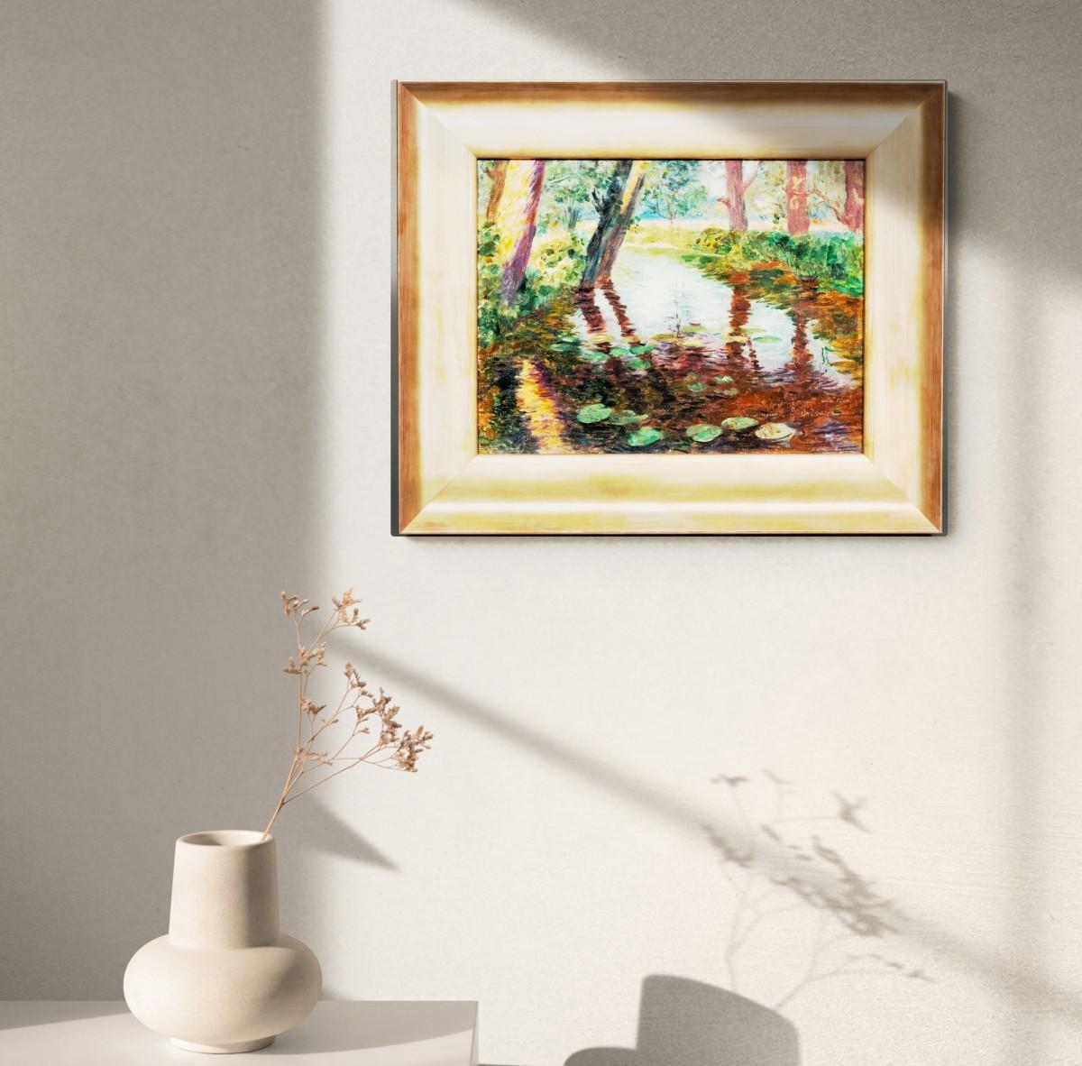 Paul-Édouard Crébassa (1864-1912) - Fluss mit Wasserlilien im Angebot 7