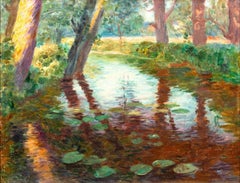 Paul-Édouard Crébassa (1864-1912) - River with water lillies