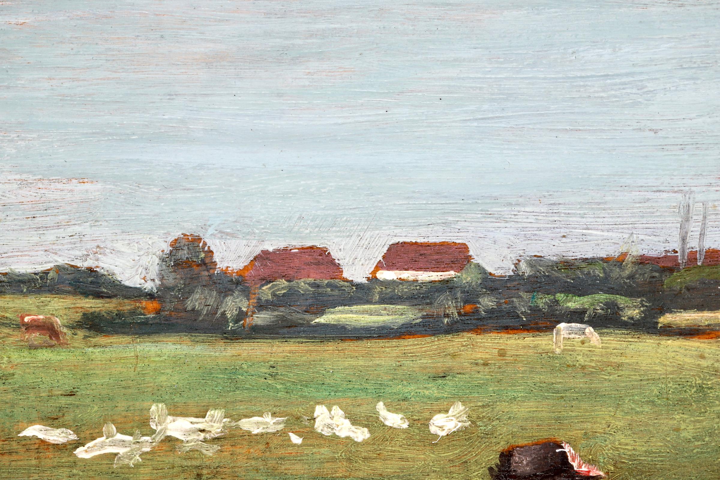 Enfants et les oies - Realist Oil, Figures & Geese in Landscape by Paul Druard 4