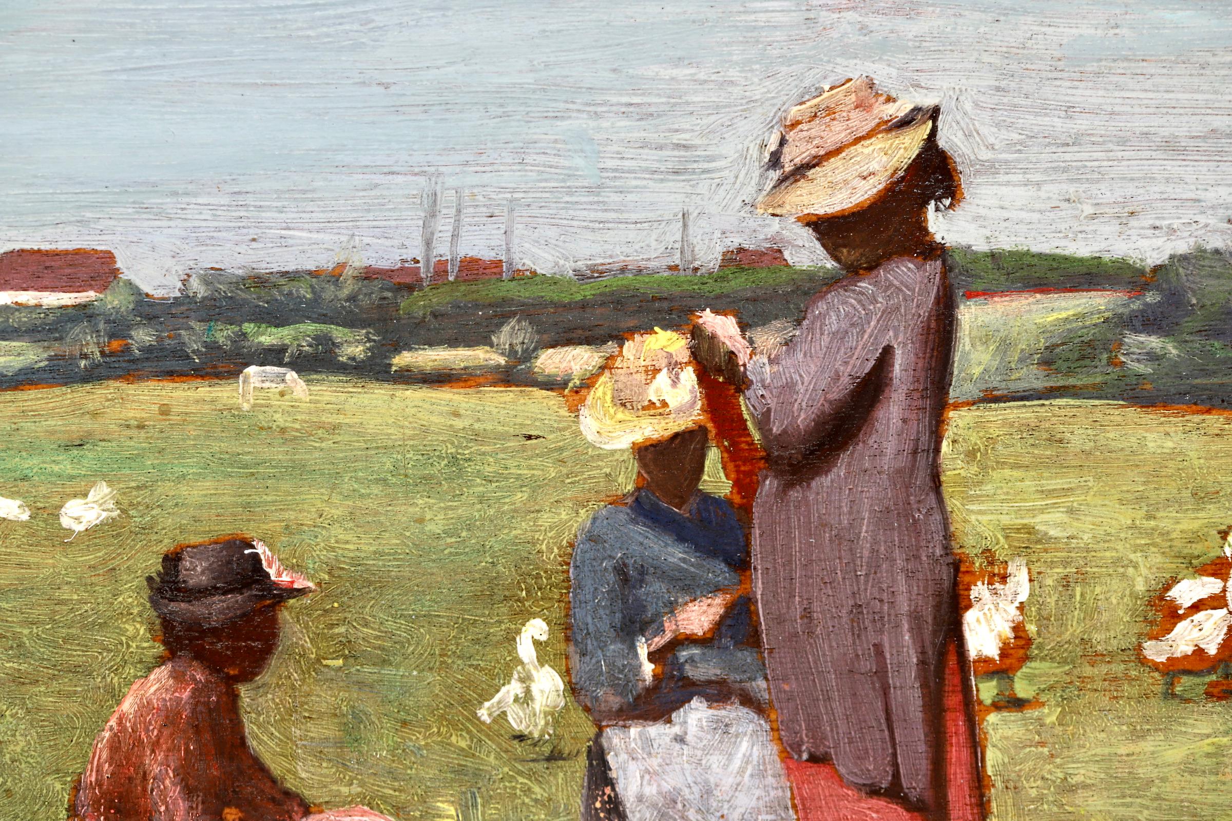 Enfants et les oies - Realist Oil, Figures & Geese in Landscape by Paul Druard 5