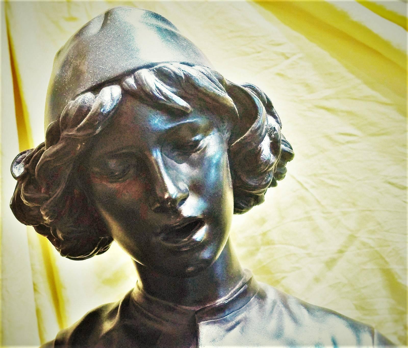 Mid-19th Century Paul Dubois-Barbidienne, Florentine Singer, French Bronze Sculpture, circa 1869 For Sale