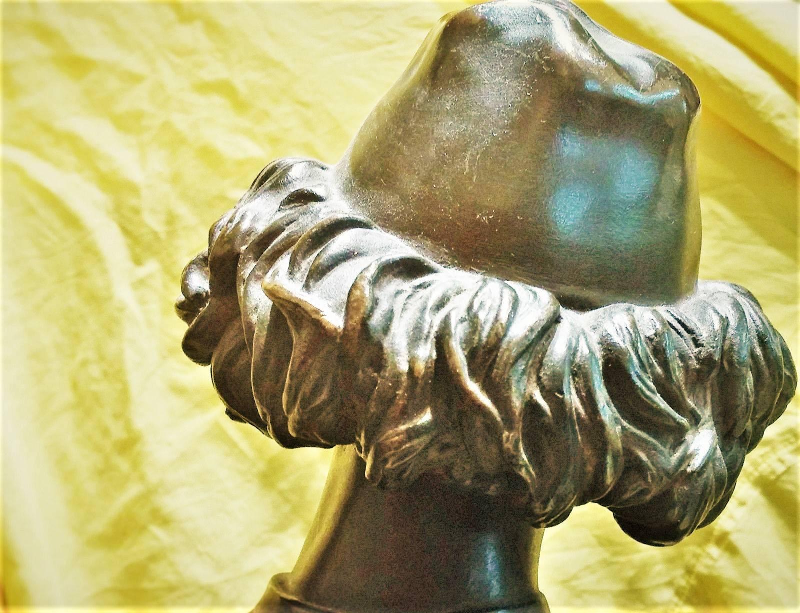 Patinated Paul Dubois-Barbidienne, Florentine Singer, French Bronze Sculpture, circa 1869