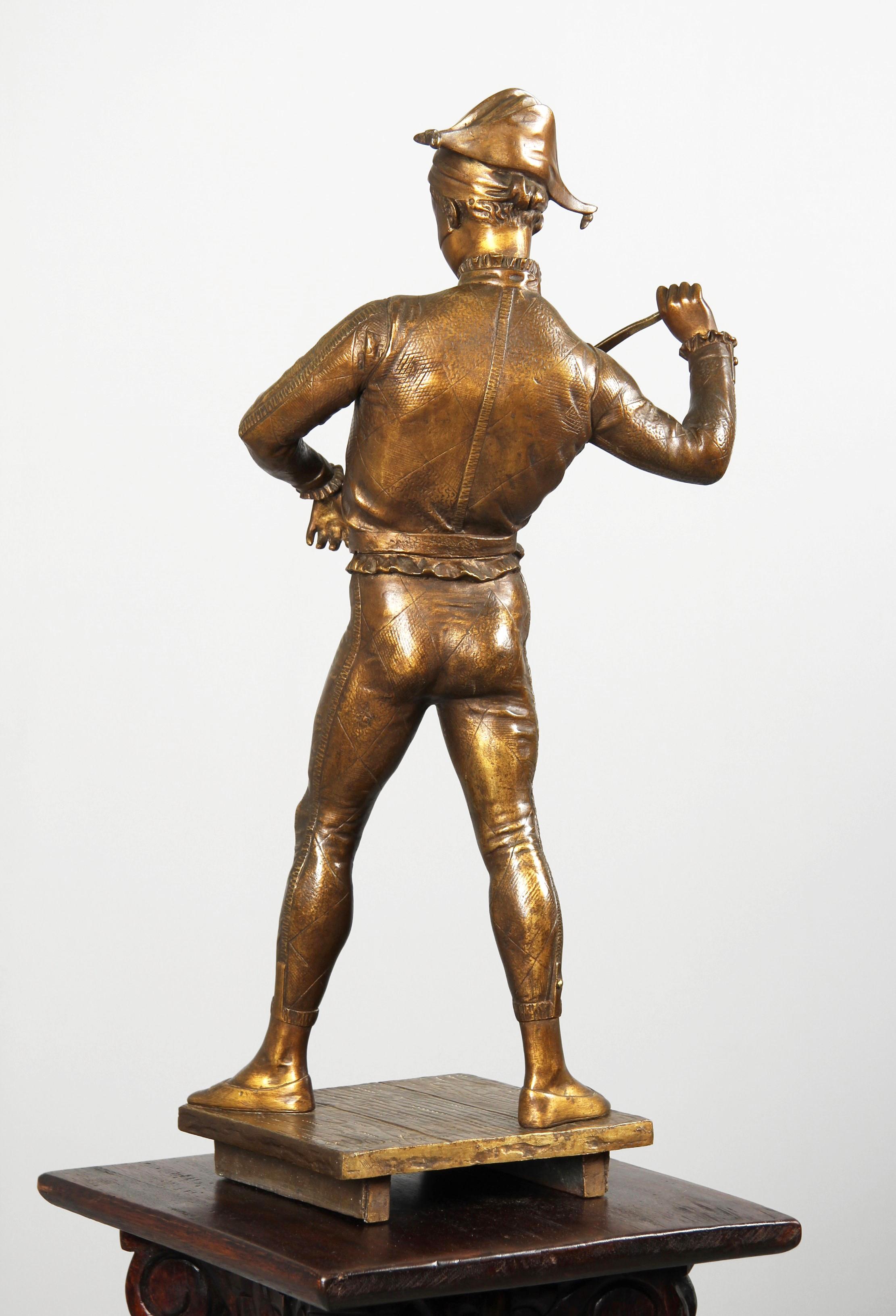 Paul Dubois 1827-1905, Harlequin Sculpture, Bronze, France, circa 1880 3