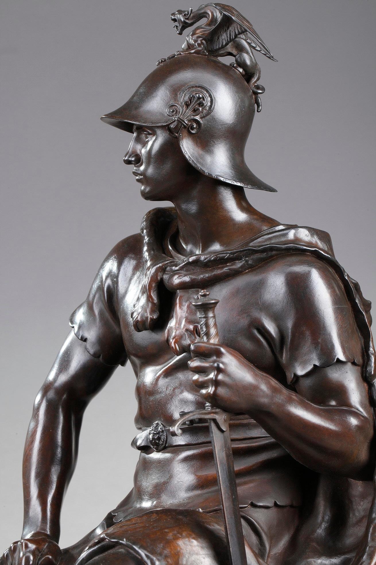 Patinated Paul Dubois Le Courage Militaire, Founder Barbedienne