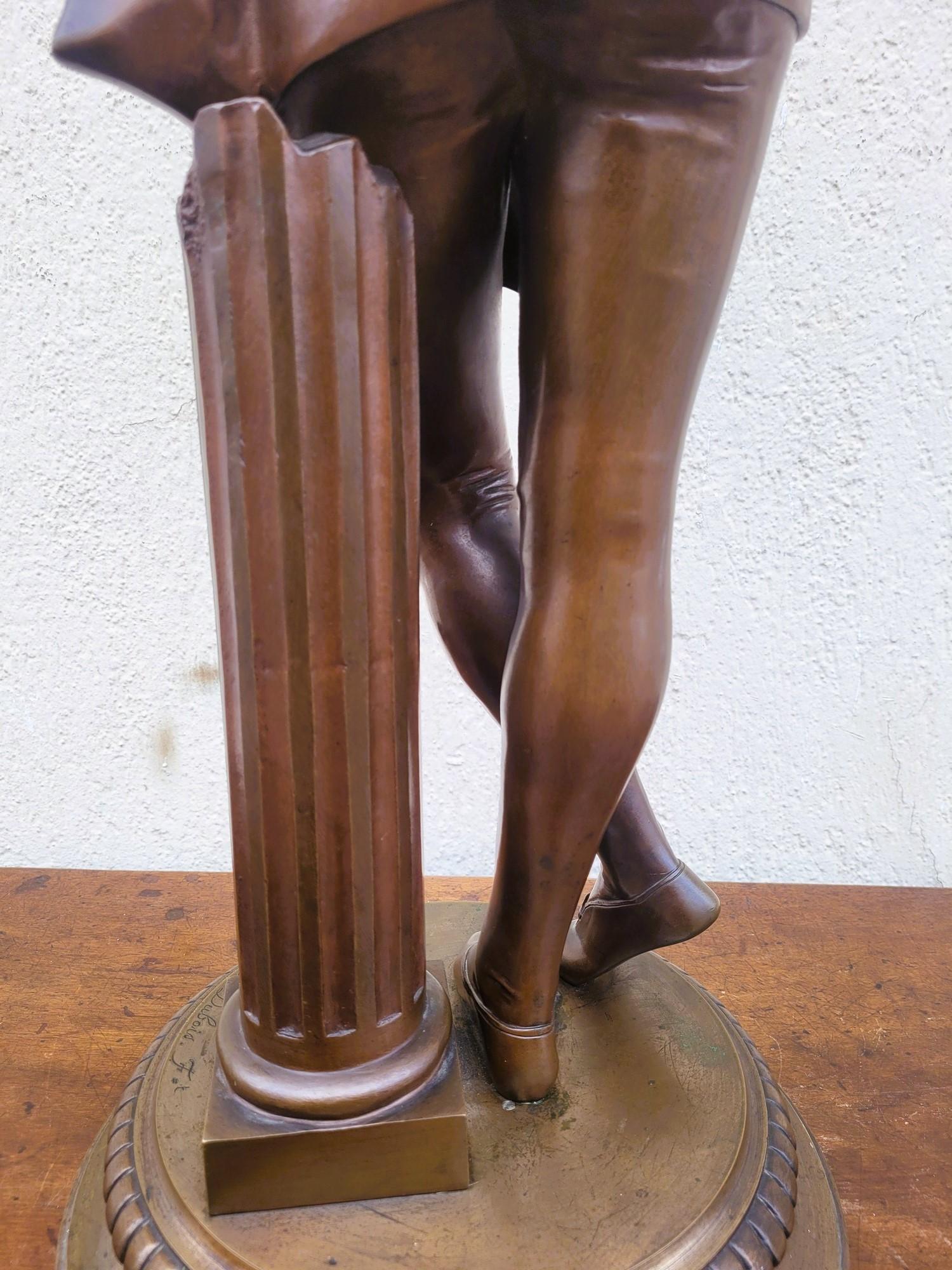 Paul Dubois, cantante Florentine del XV secolo, bronzo firmato, XIX sec. in vendita 5