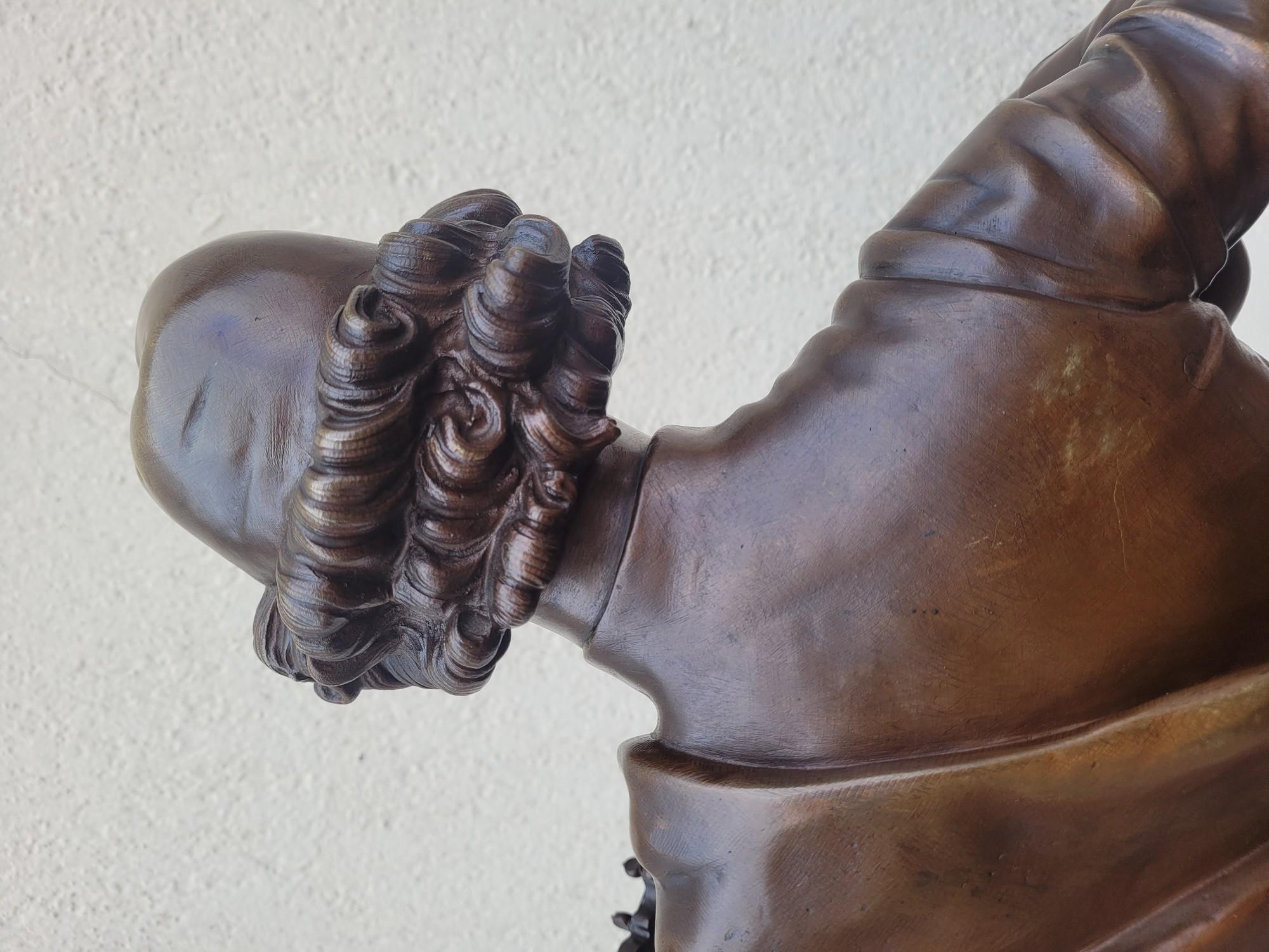 Paul Dubois, cantante Florentine del XV secolo, bronzo firmato, XIX sec. in vendita 7