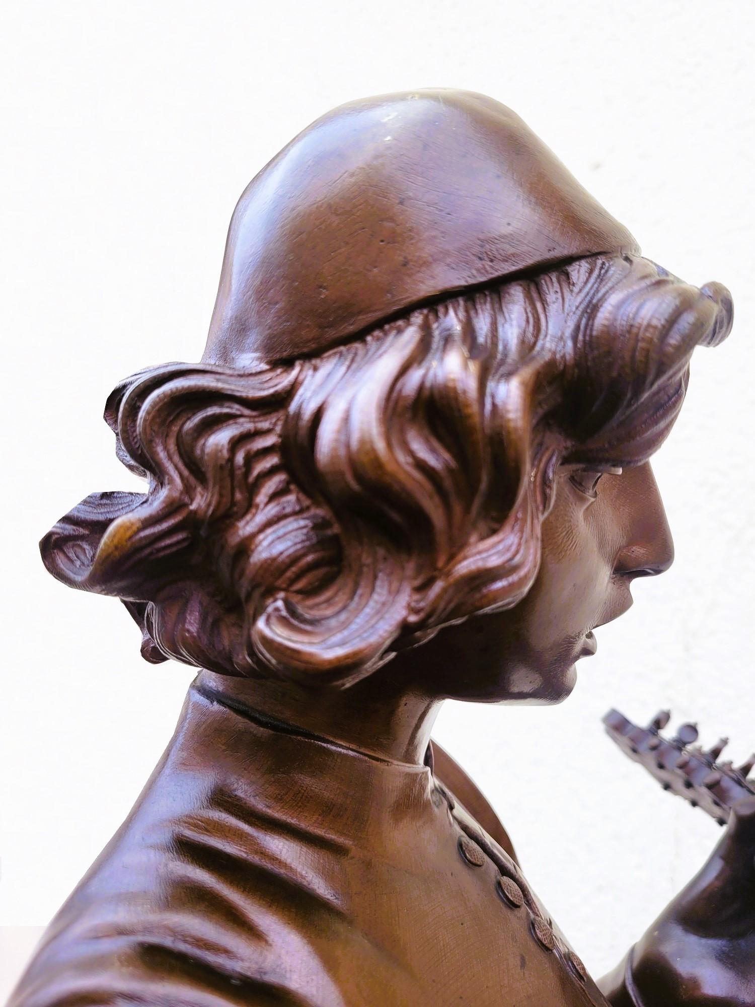 Paul Dubois, cantante Florentine del XV secolo, bronzo firmato, XIX sec. in vendita 11