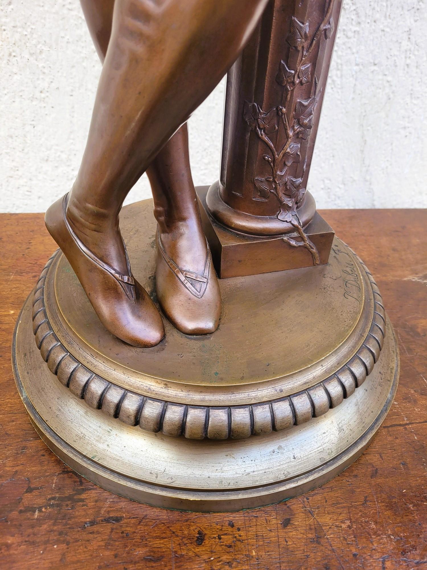 Bronzo Paul Dubois, cantante Florentine del XV secolo, bronzo firmato, XIX sec. in vendita